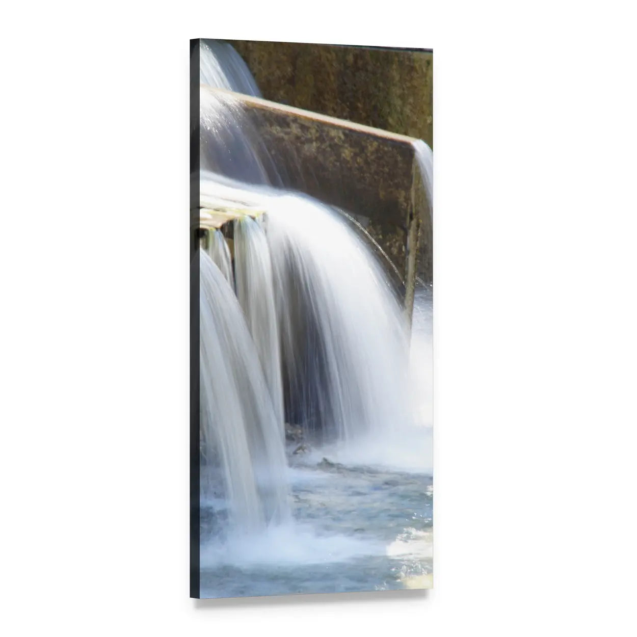 Concrete Dam Waterfall Long Exposure Vertical Canvas Wall Art, 1 panel 1 Vertical layout gallery wrapped canvas set, angled product view