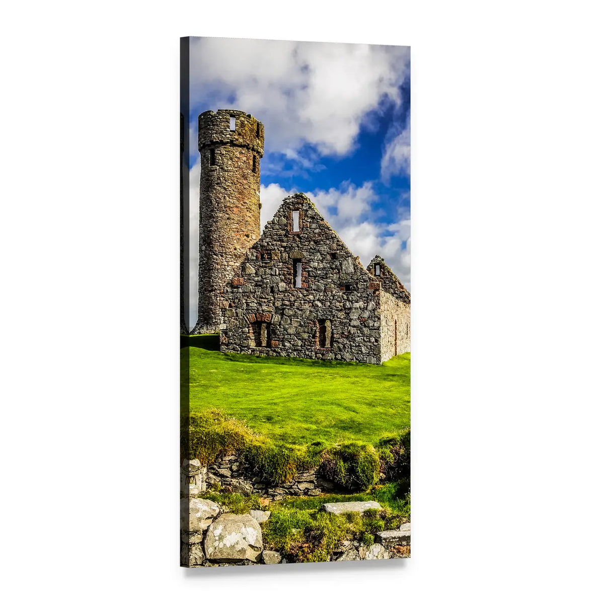 Peel Castle's Tower Vertical Canvas Wall Art, 1 panel 1 Vertical layout gallery wrapped canvas set, angled product view