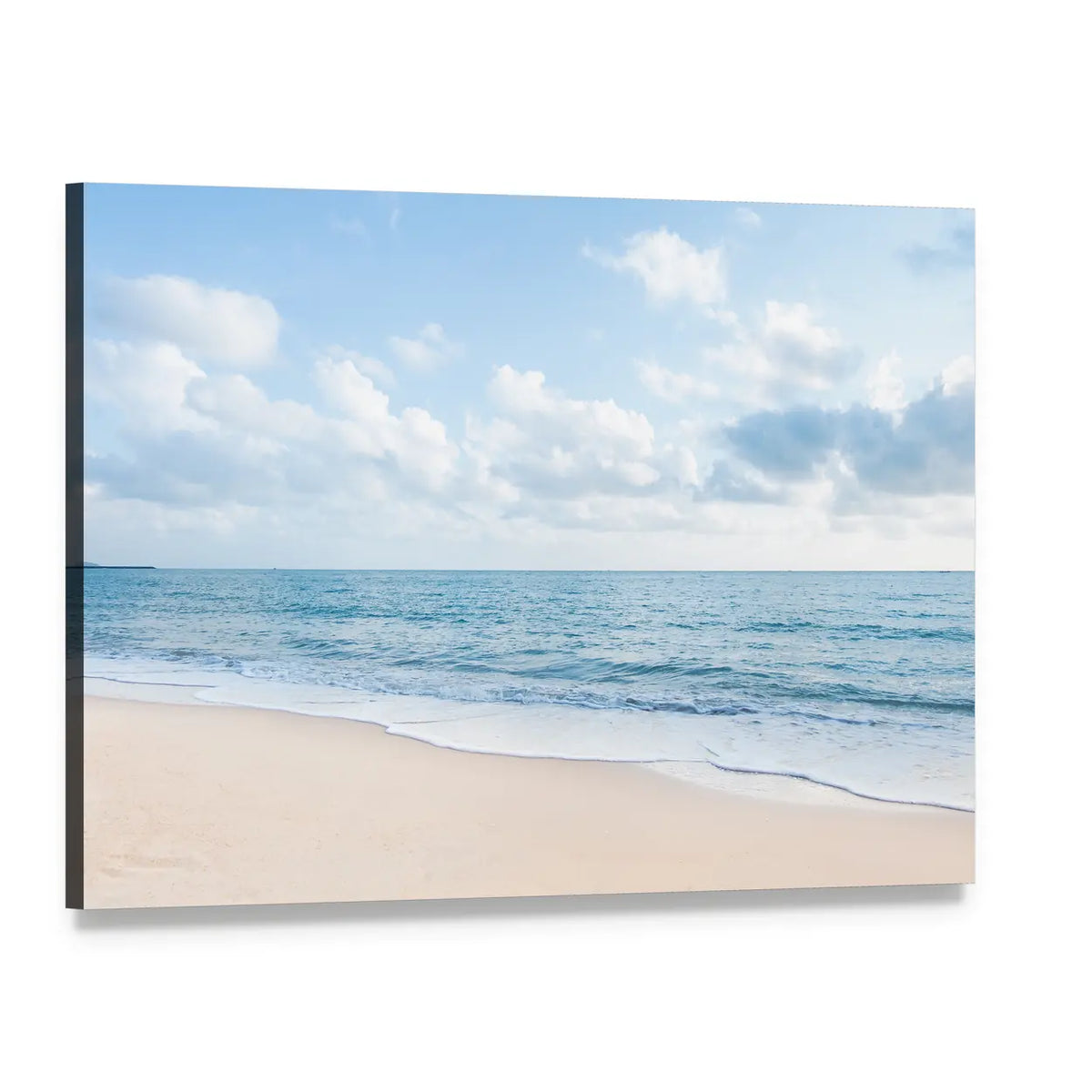 White Sand Beach Canvas Wall Art, single panel gallery wrapped canvas, angled product view