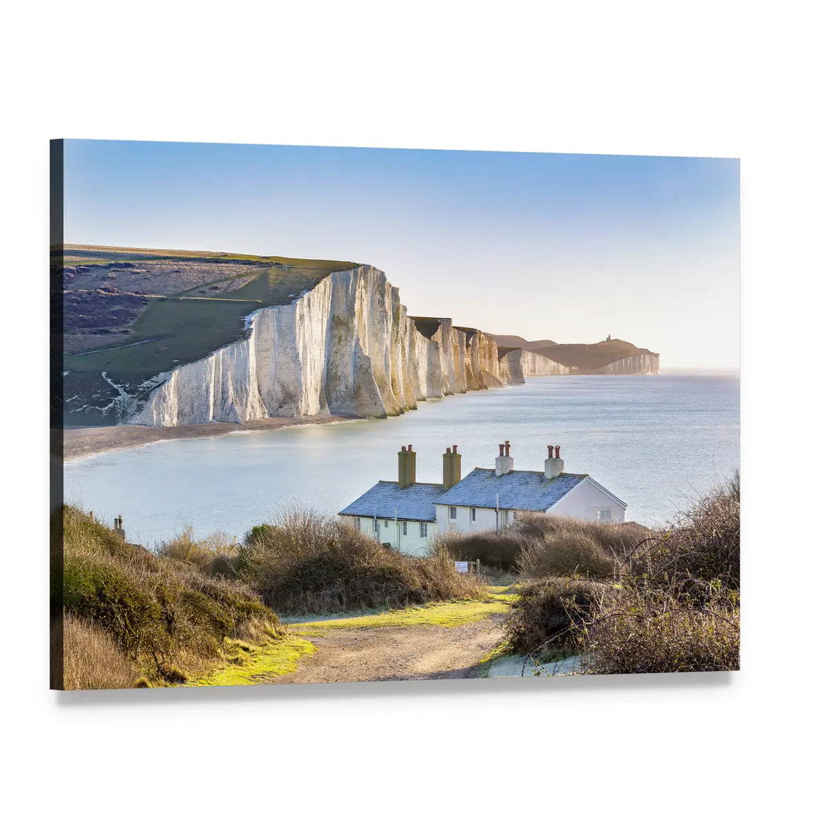 Coast Guard Cottages Canvas Wall Art, single panel gallery wrapped canvas, angled product view