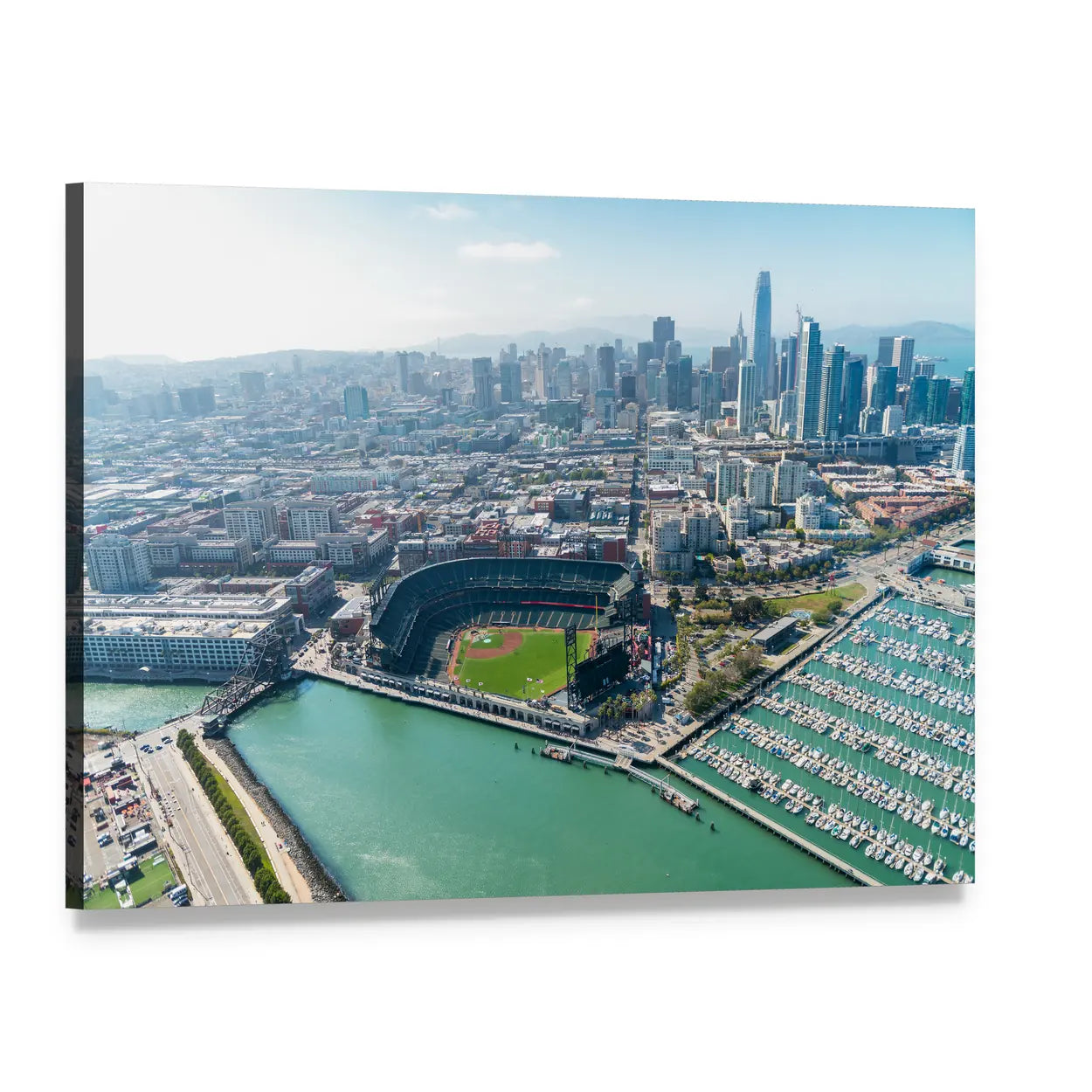San Francisco Waterfront Skyline Canvas Wall Art, single panel gallery wrapped canvas, angled product view