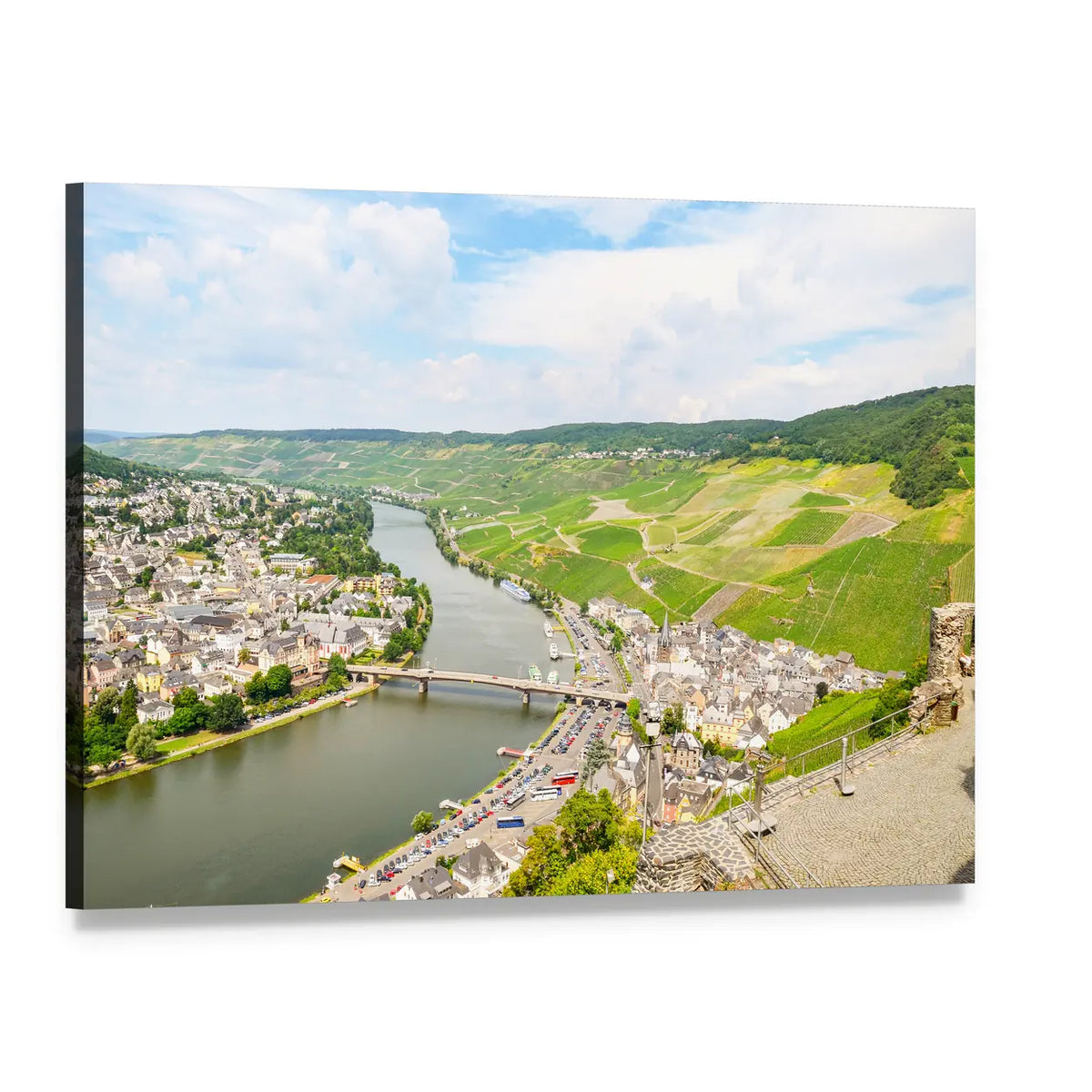 Mosel River in Summer Canvas Wall Art, single panel gallery wrapped canvas, angled product view
