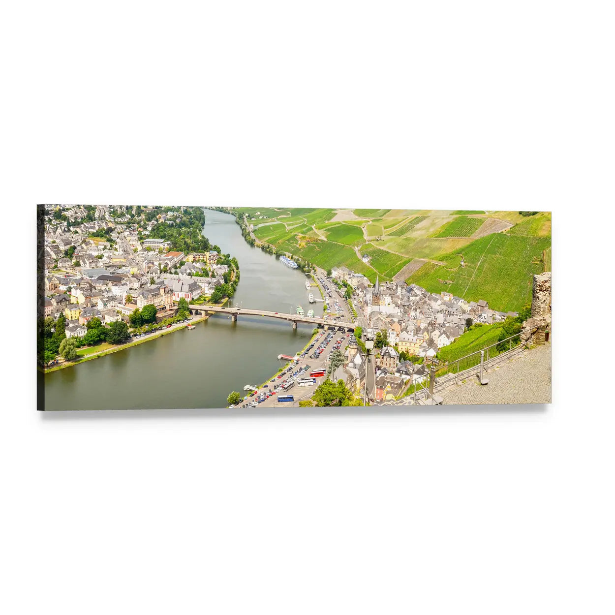 Moselle Valley View, Germany Panoramic Canvas Wall Art, single panel gallery wrapped canvas, angled product view