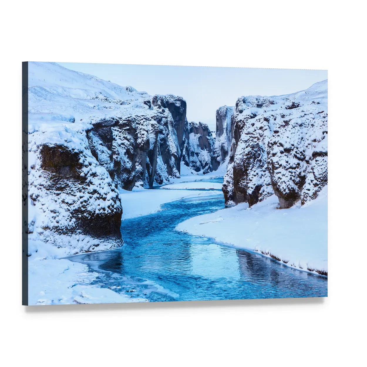 Fjadra River in Winter Canvas Wall Art, single panel gallery wrapped canvas, angled product view