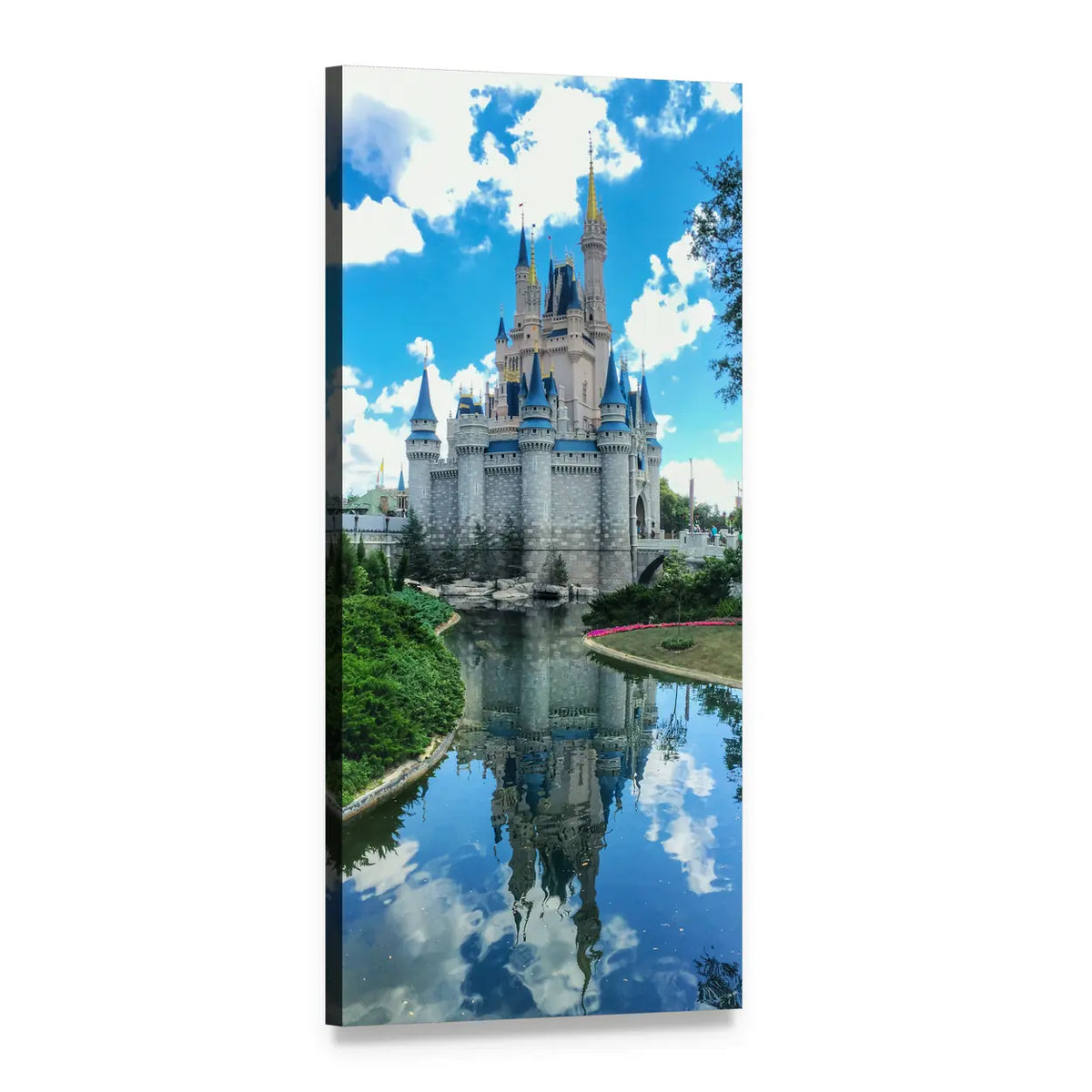 Cinderella Castle in Florida Vertical Canvas Wall Art, 1 panel 1 Vertical layout gallery wrapped canvas set, angled product view
