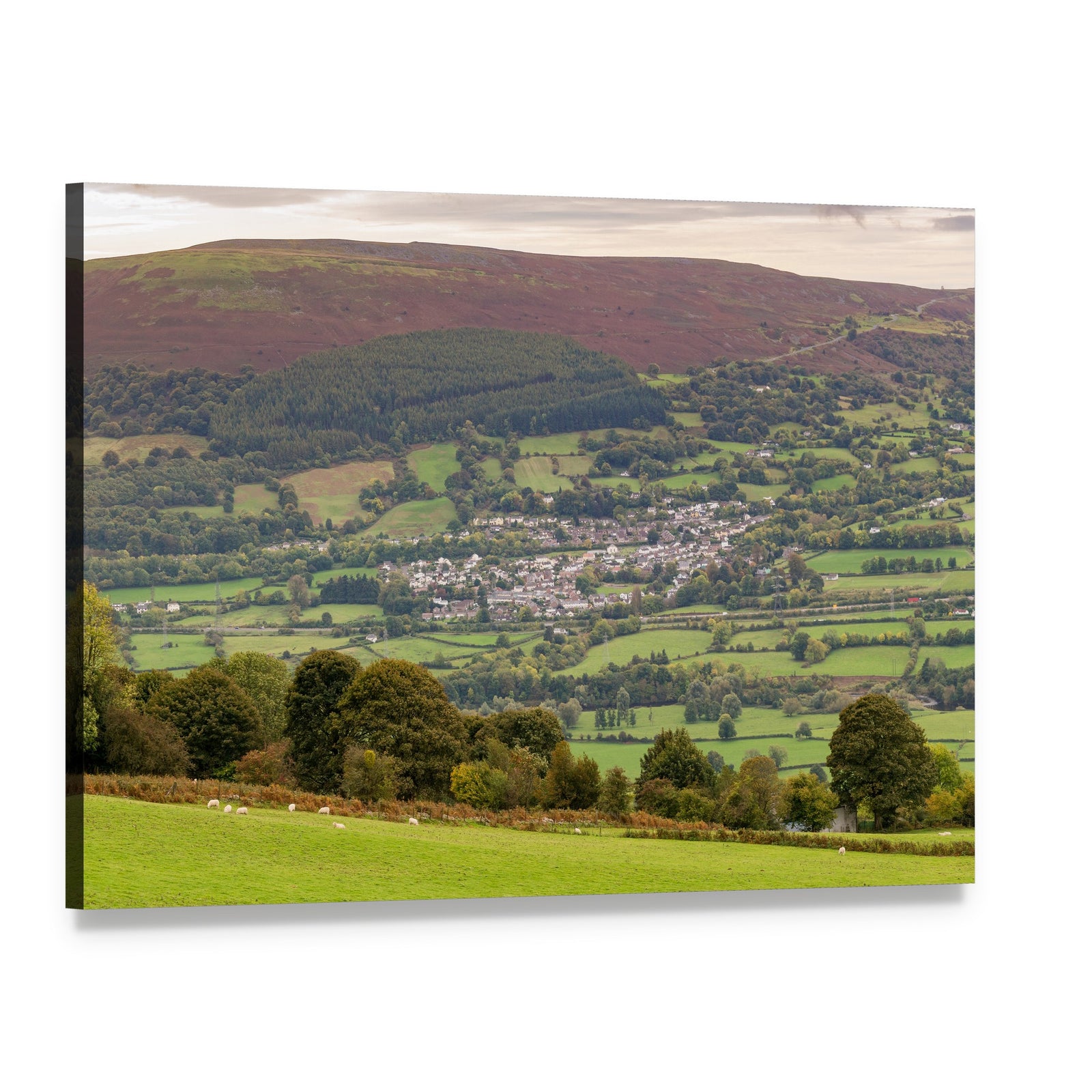 View Over Gilwern Hill Canvas Wall Art, single panel gallery wrapped canvas, angled product view