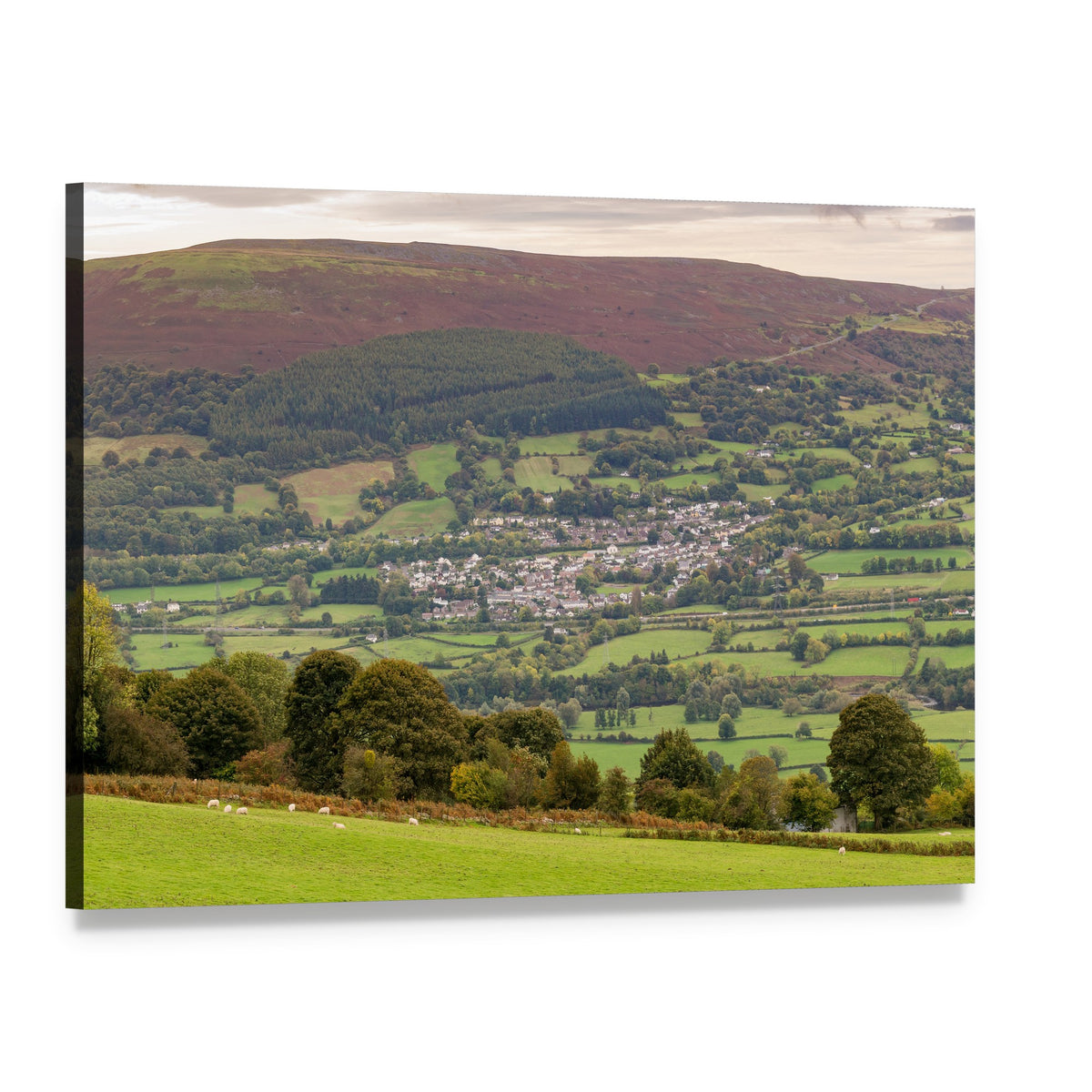 View Over Gilwern Hill Canvas Wall Art, single panel gallery wrapped canvas, angled product view