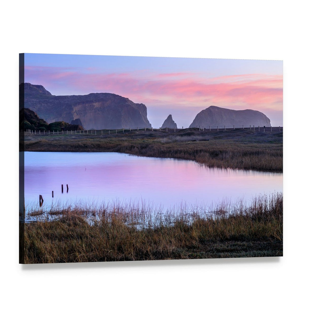 Rodeo Lagoon at Dusk Canvas Wall Art, single panel gallery wrapped canvas, angled product view