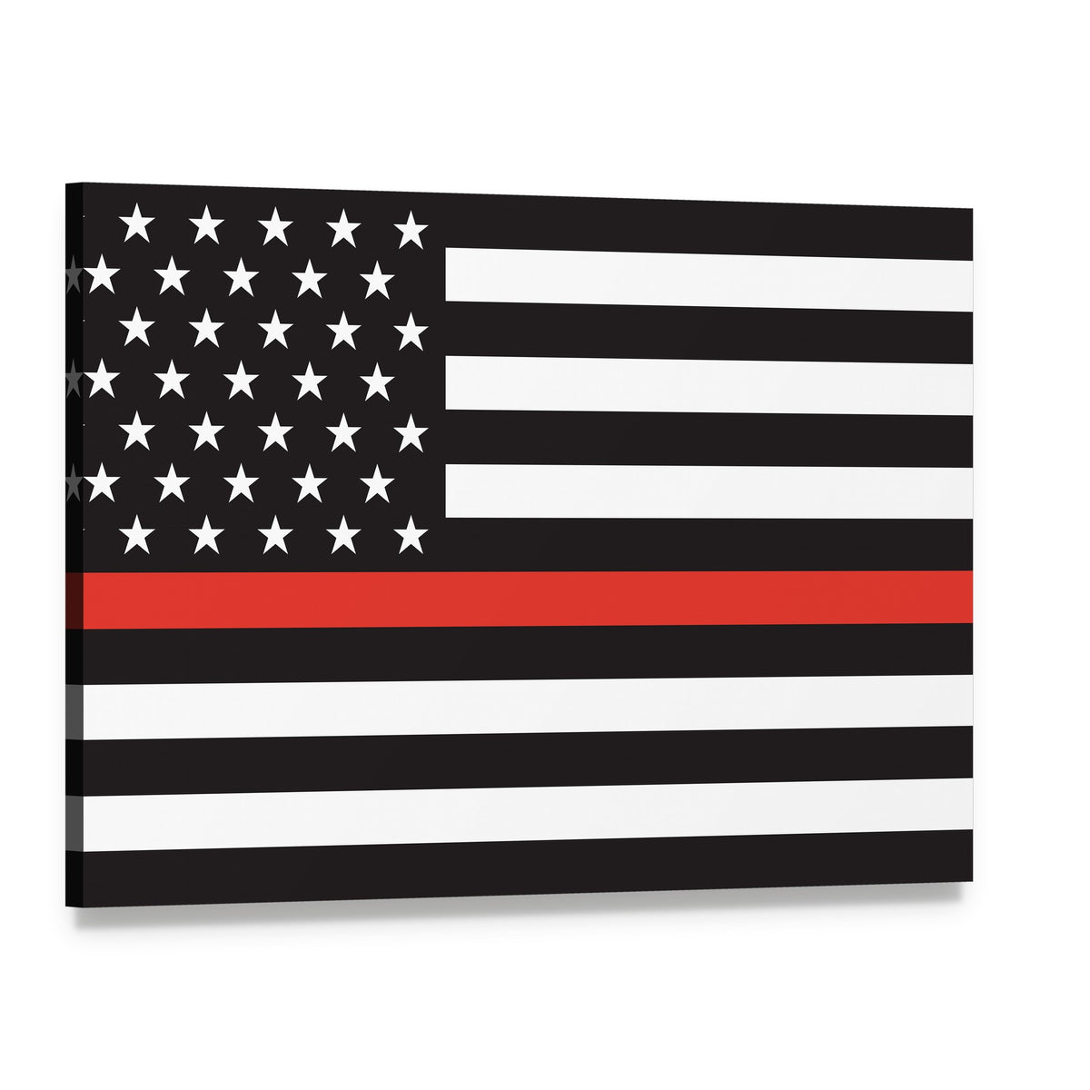 Thin Red Line American Firefighters Flag Canvas Wall Art, single panel gallery wrapped canvas, angled product view