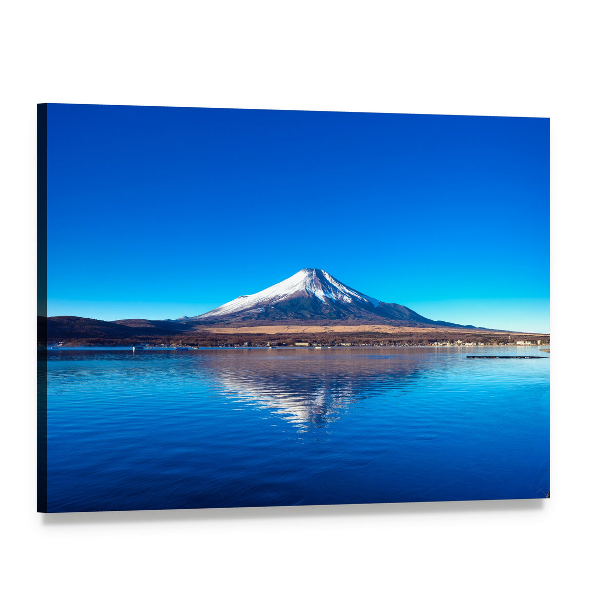 Mount Fuji and Lake Yamanaka Canvas Wall Art, single panel gallery wrapped canvas, angled product view