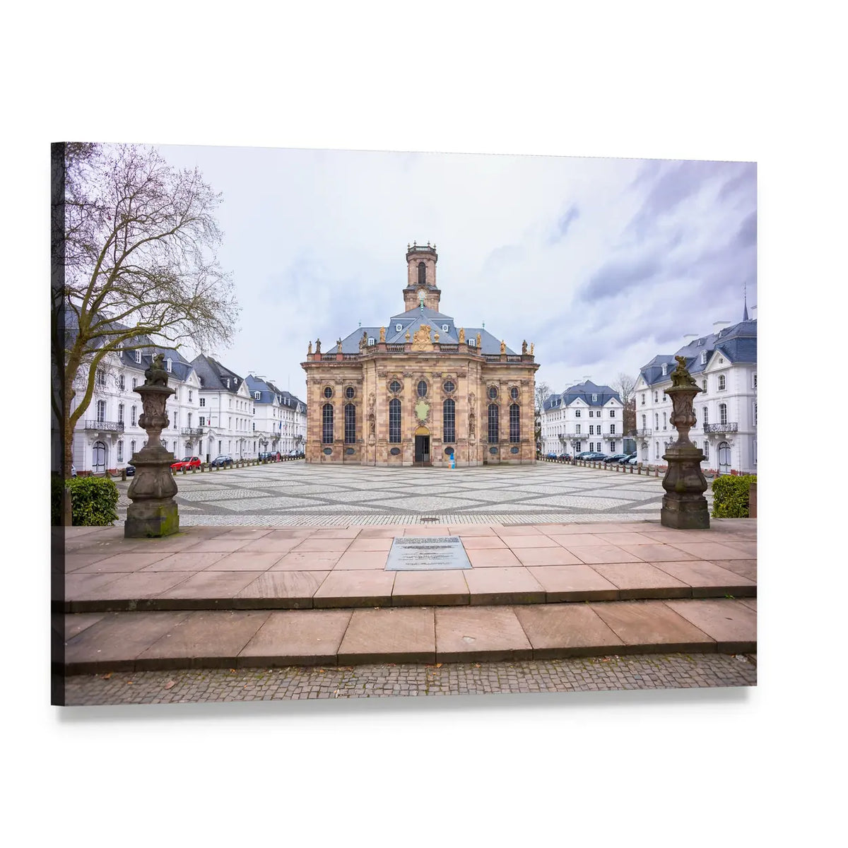 Saarbrucken Protestant Church Canvas Wall Art, single panel gallery wrapped canvas, angled product view