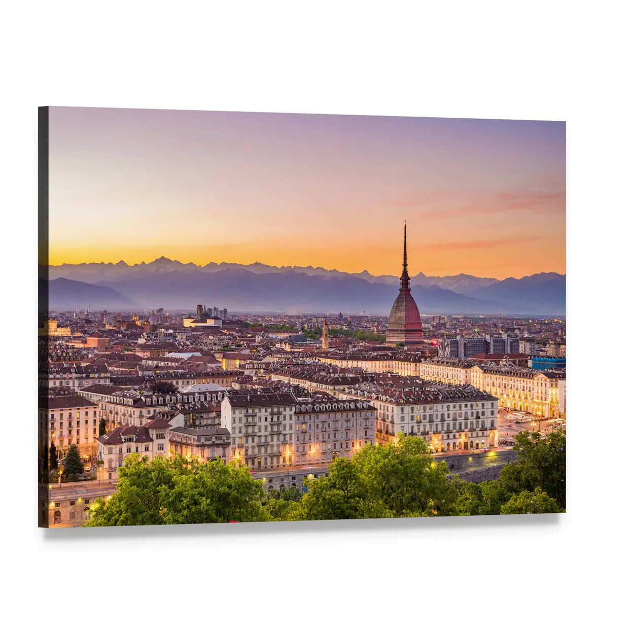 Torino Cityscape In Turin Italy Canvas Wall Art, single panel gallery wrapped canvas, angled product view