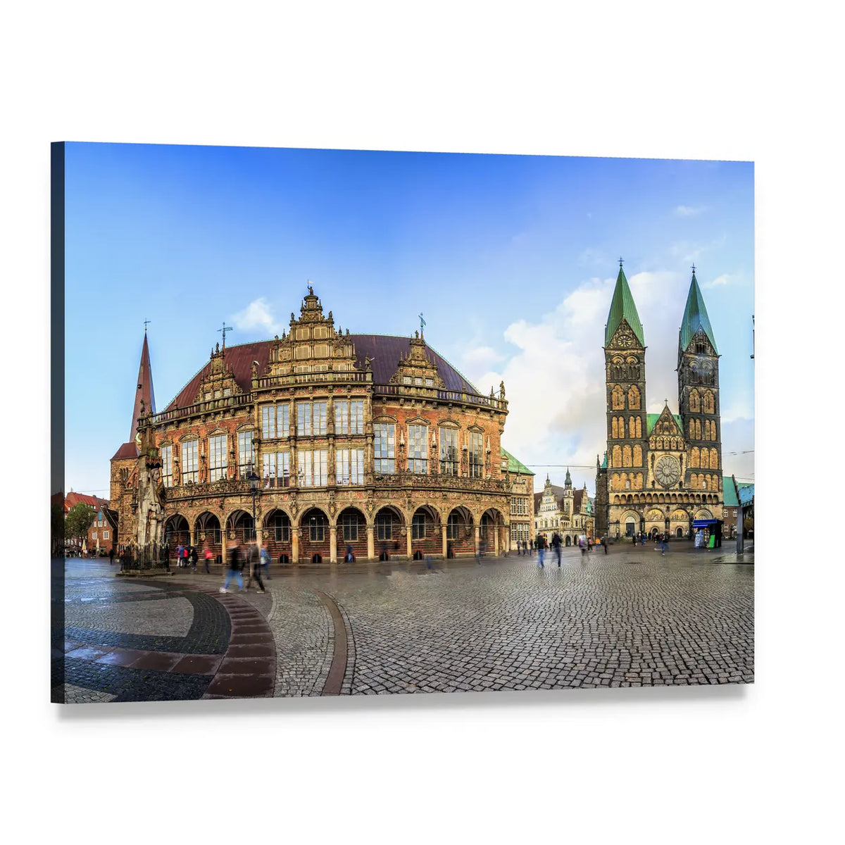 Bremen Main Market Cobblestone Square Canvas Wall Art, single panel gallery wrapped canvas, angled product view