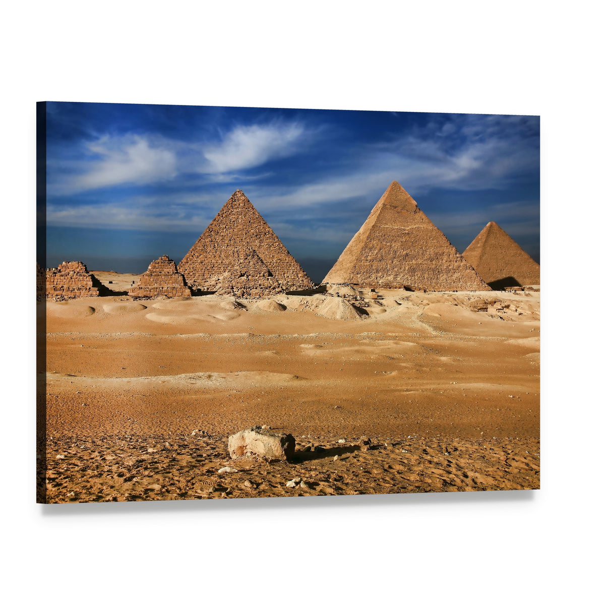 Egyptian Pyramids Canvas Wall Art, single panel gallery wrapped canvas, angled product view
