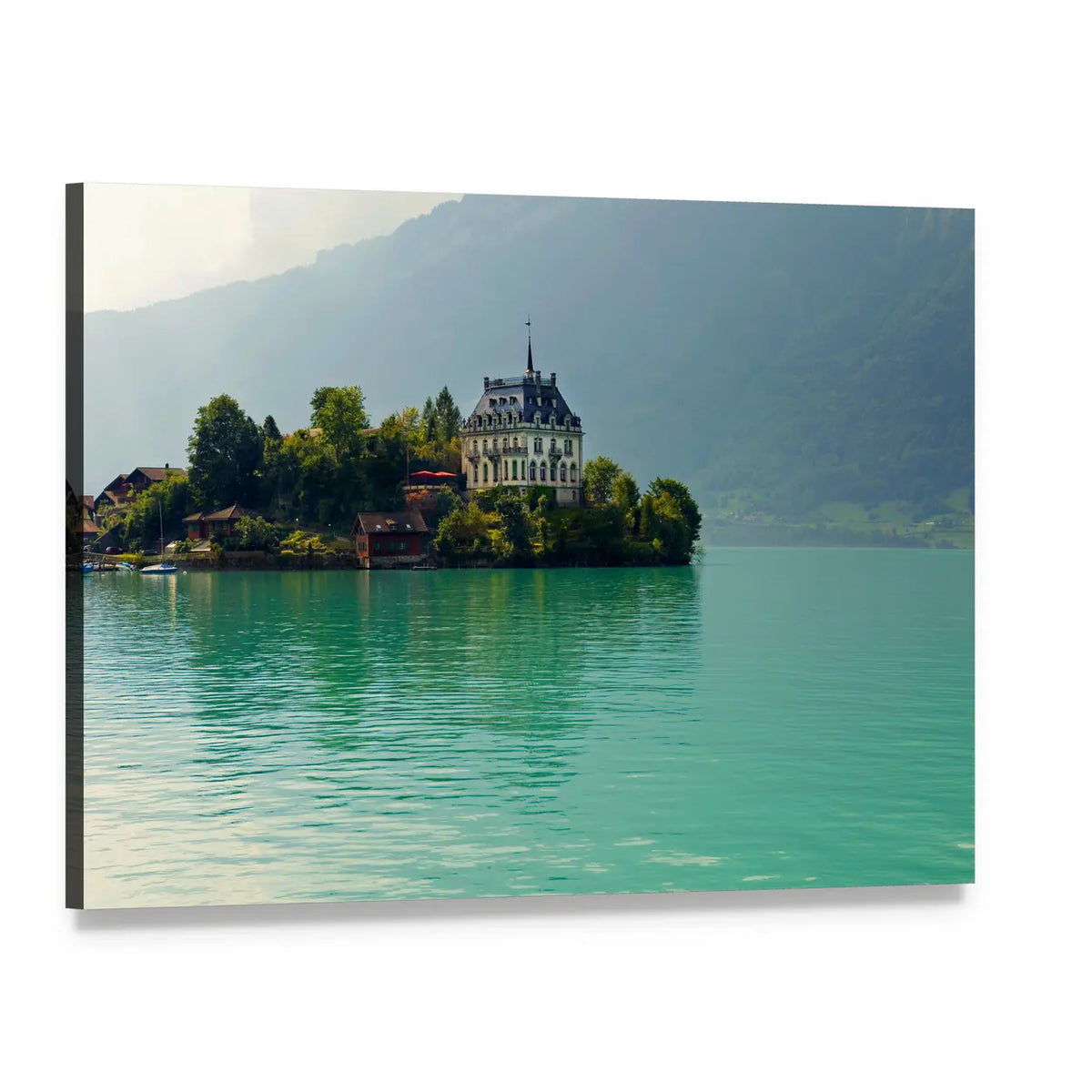 Alpine Lake Brienz, Jungfrau Region Canvas Wall Art, single panel gallery wrapped canvas, angled product view