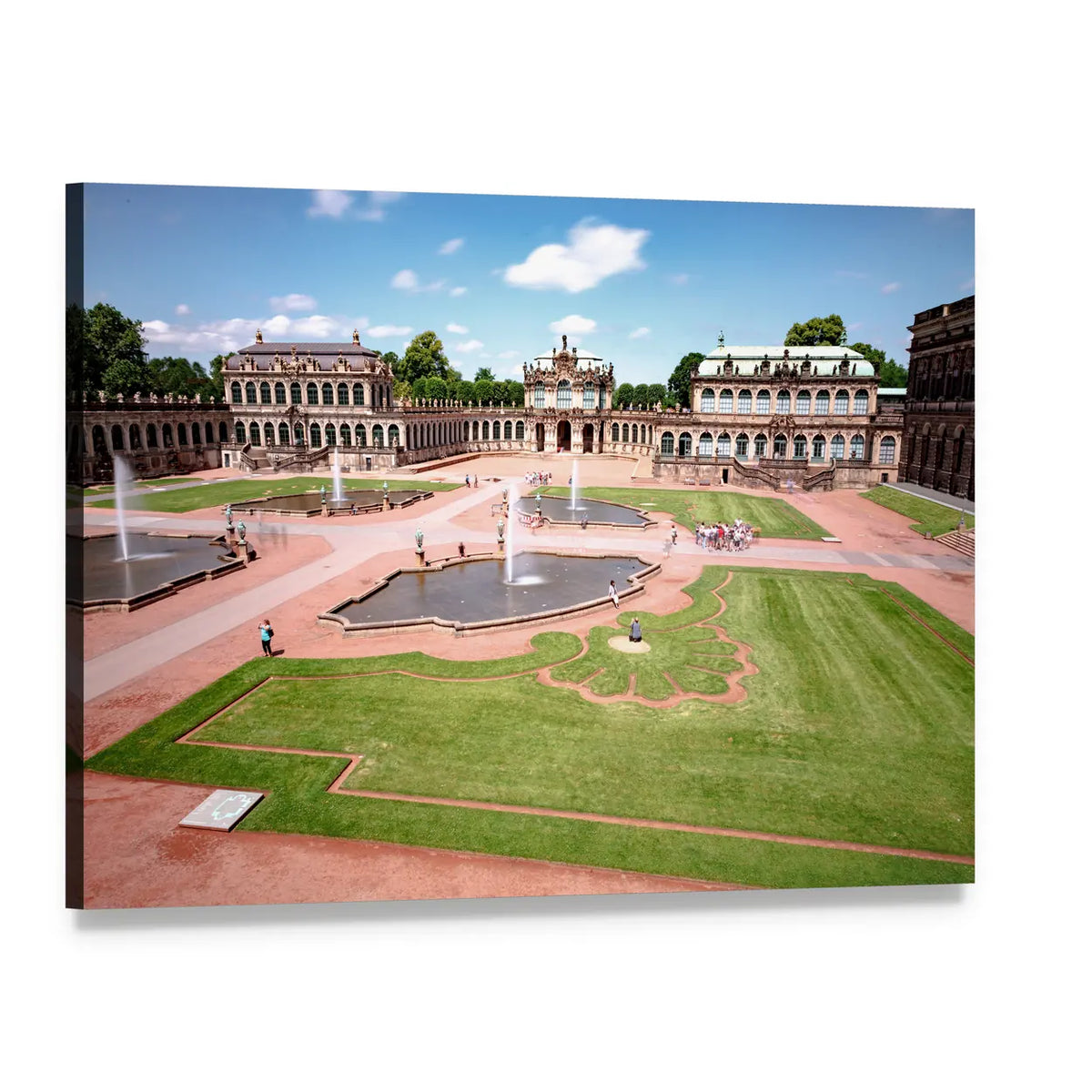 Zwinger Castle Courtyard with Fountains Canvas Wall Art, single panel gallery wrapped canvas, angled product view