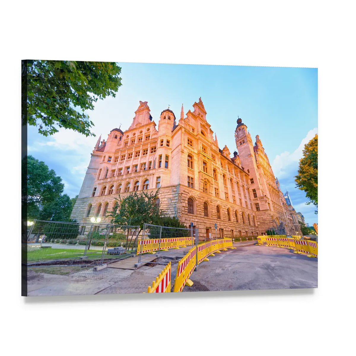 Neues Rathaus Leipzig Canvas Wall Art, single panel gallery wrapped canvas, angled product view