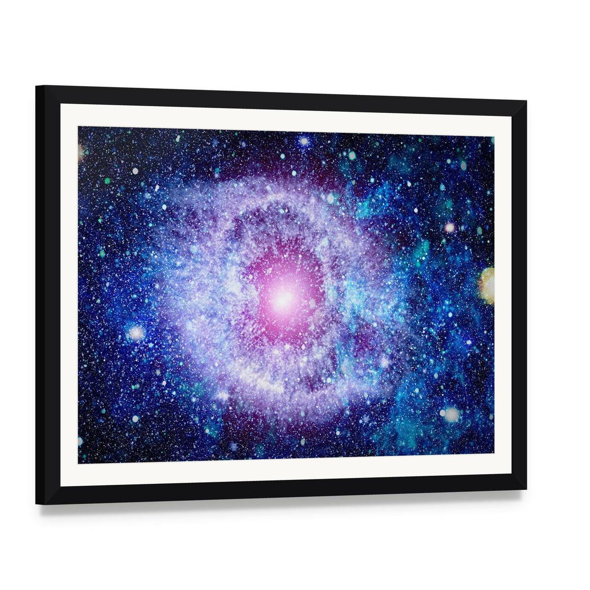 Eye Nebula Canvas Wall Art, framed print with white mat and black frame, angled product view