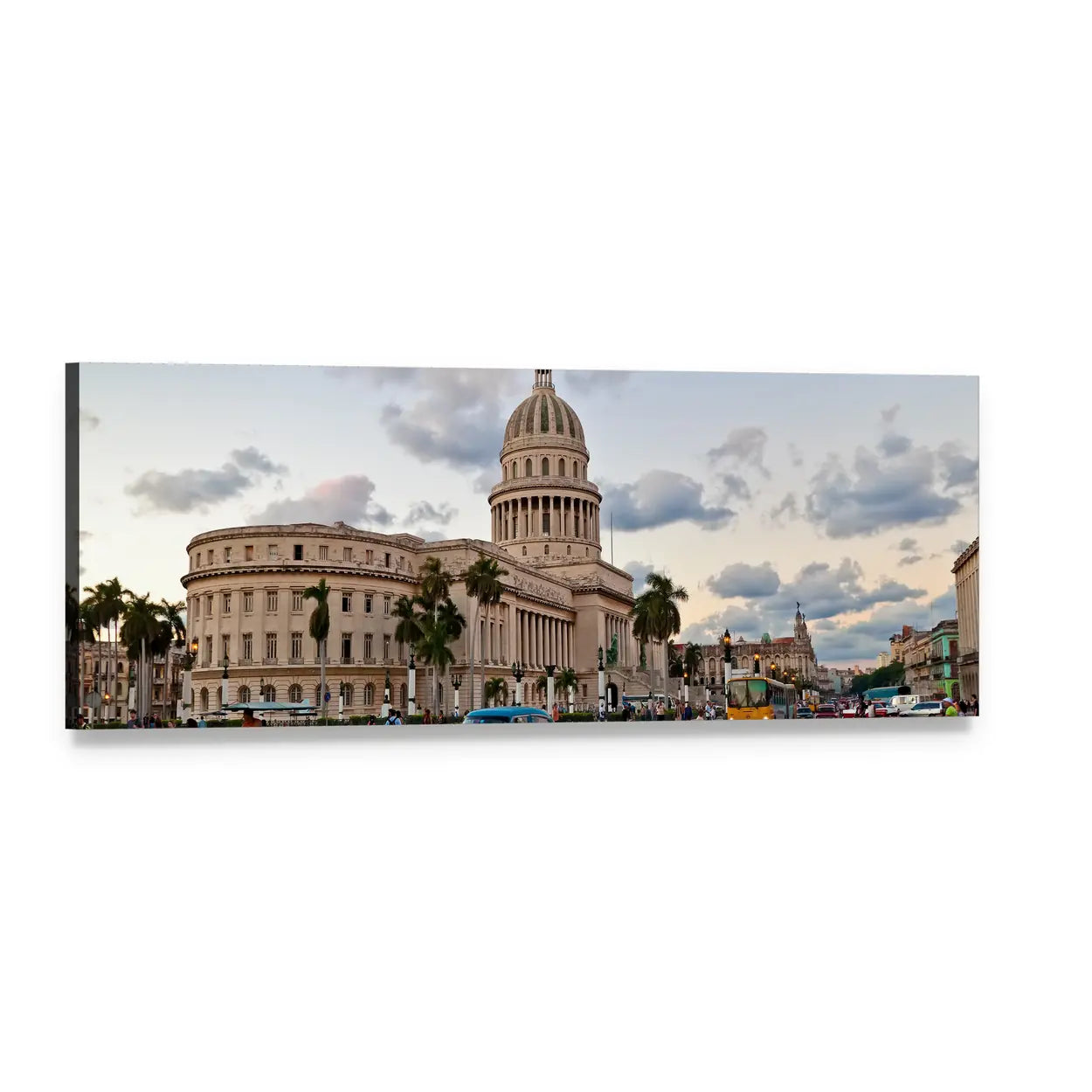 El Capitolio, Havana Panoramic Canvas Wall Art, single panel gallery wrapped canvas, angled product view
