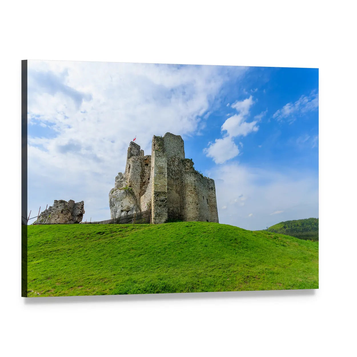 Ruins of Medieval Mirow Castle Canvas Wall Art, single panel gallery wrapped canvas, angled product view