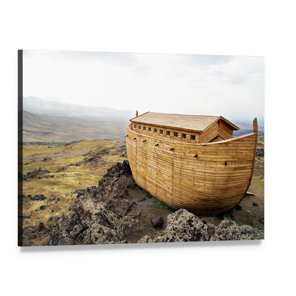 Noah's Ark on Rocky Peak Canvas Wall Art, single panel gallery wrapped canvas, angled product view