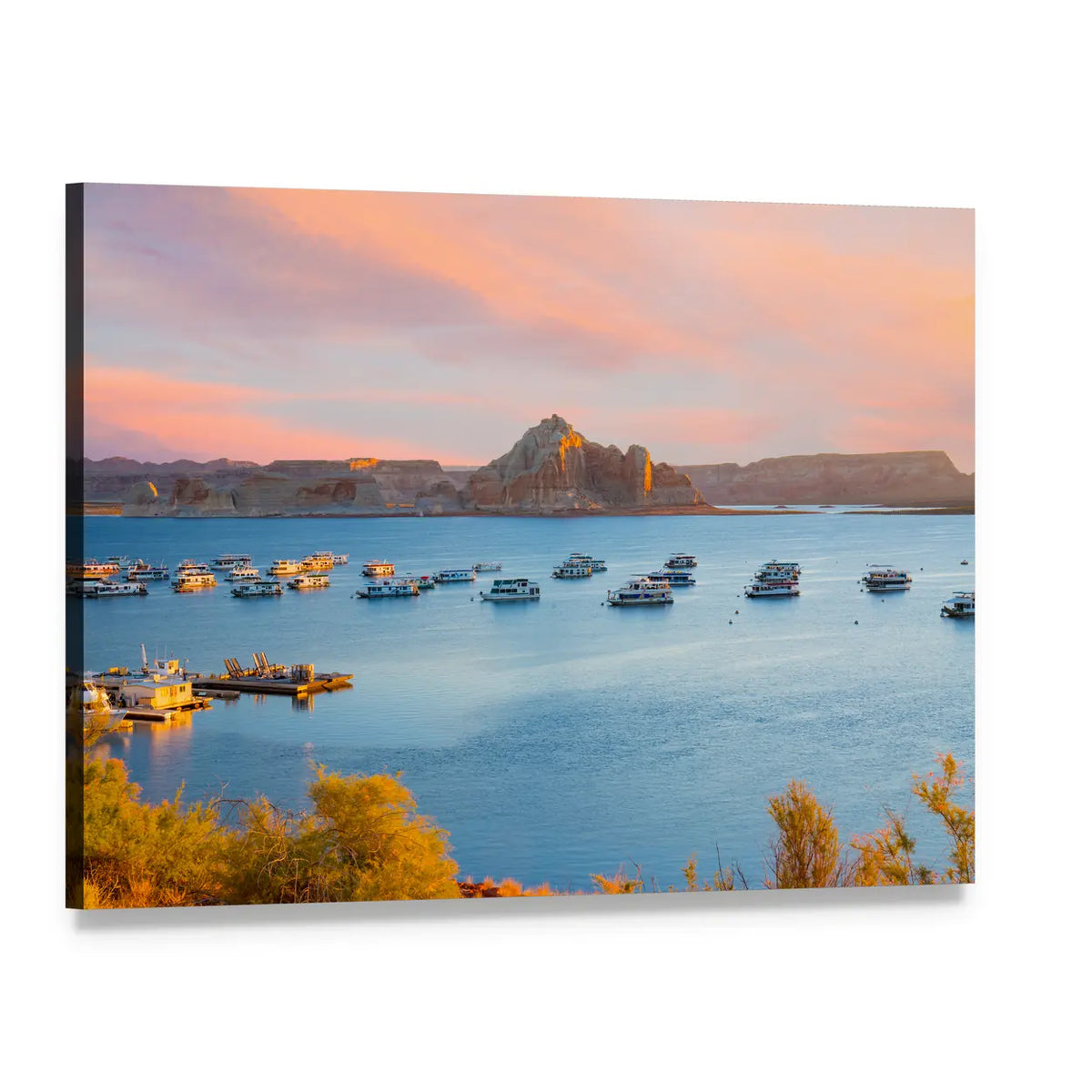 Sunrise Over Lake Powell, Arizona Canvas Wall Art, single panel gallery wrapped canvas, angled product view