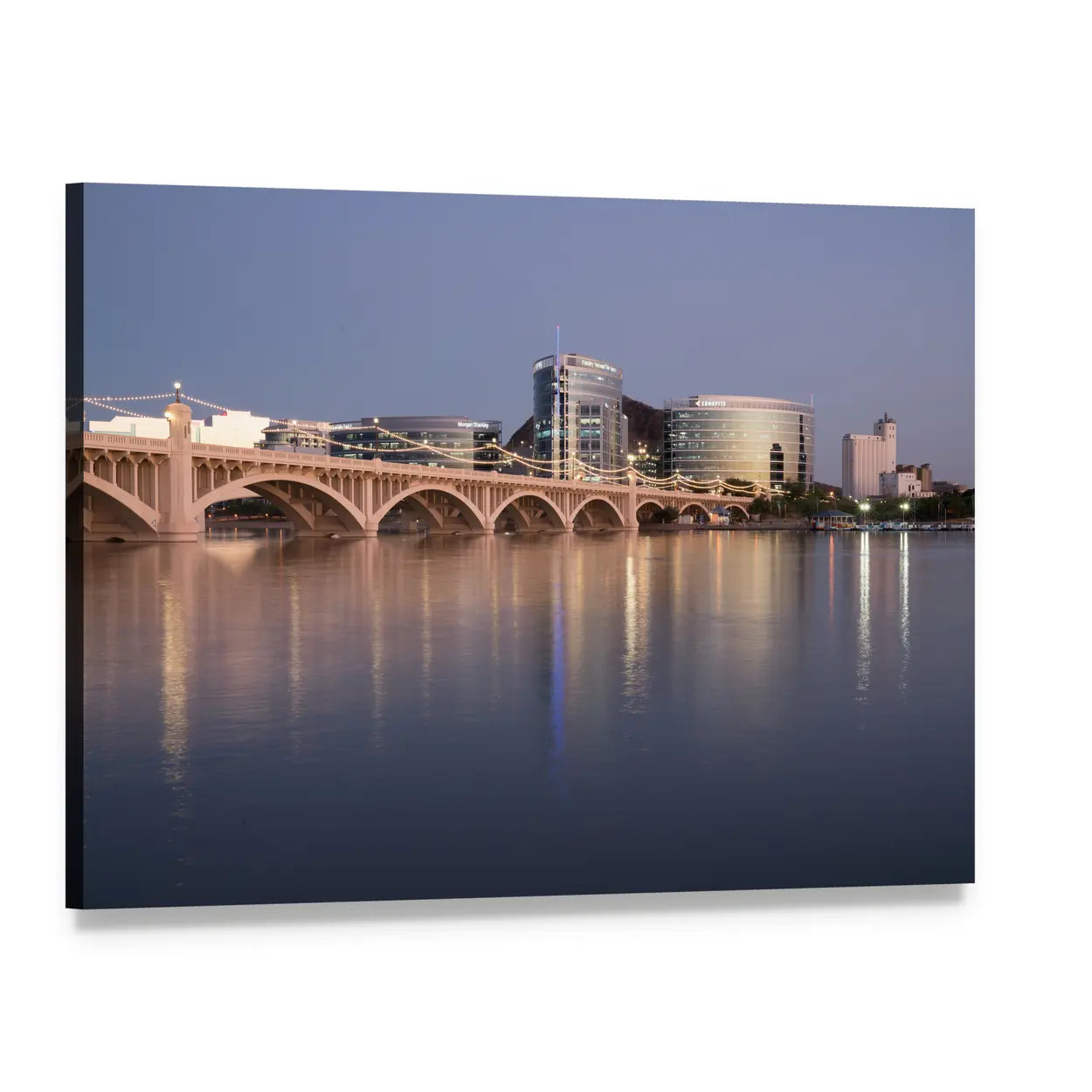 Salt River at Tempe Town Lake Canvas Wall Art, single panel gallery wrapped canvas, angled product view