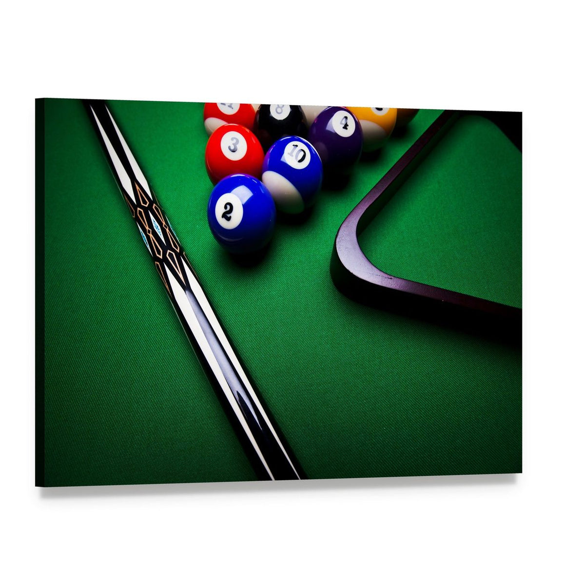 Billiard Balls Canvas Wall Art, single panel gallery wrapped canvas, angled product view