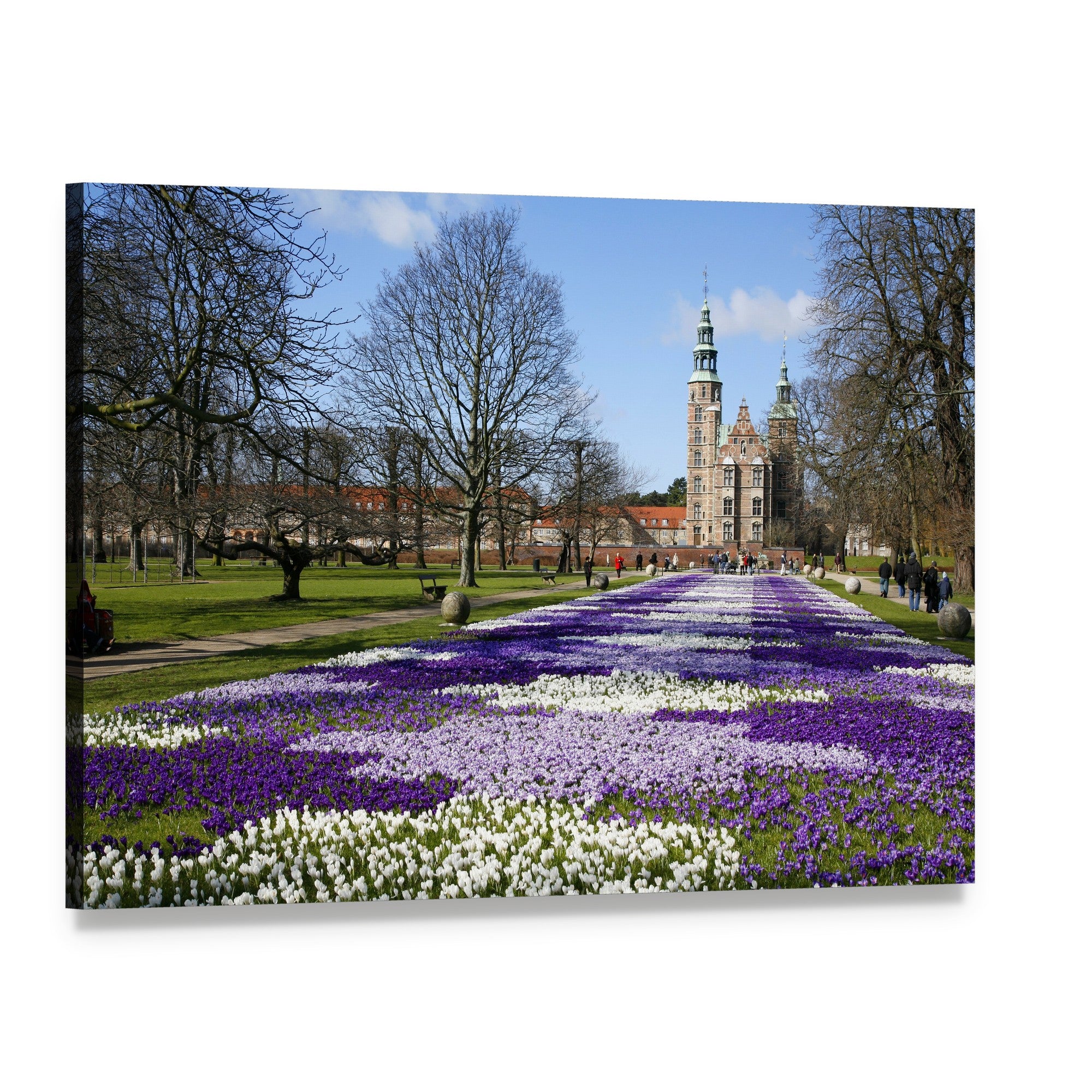 Rosenborg Castle in Springtime Bloom Canvas Wall Art, single panel gallery wrapped canvas, angled product view