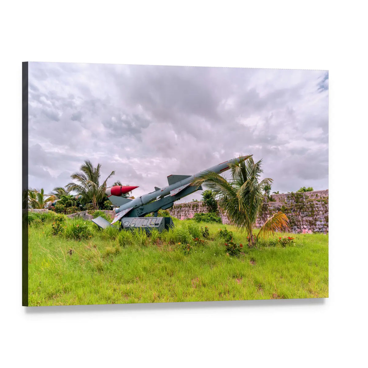 Ballistic Missile and Crashed Airplane Canvas Wall Art, single panel gallery wrapped canvas, angled product view