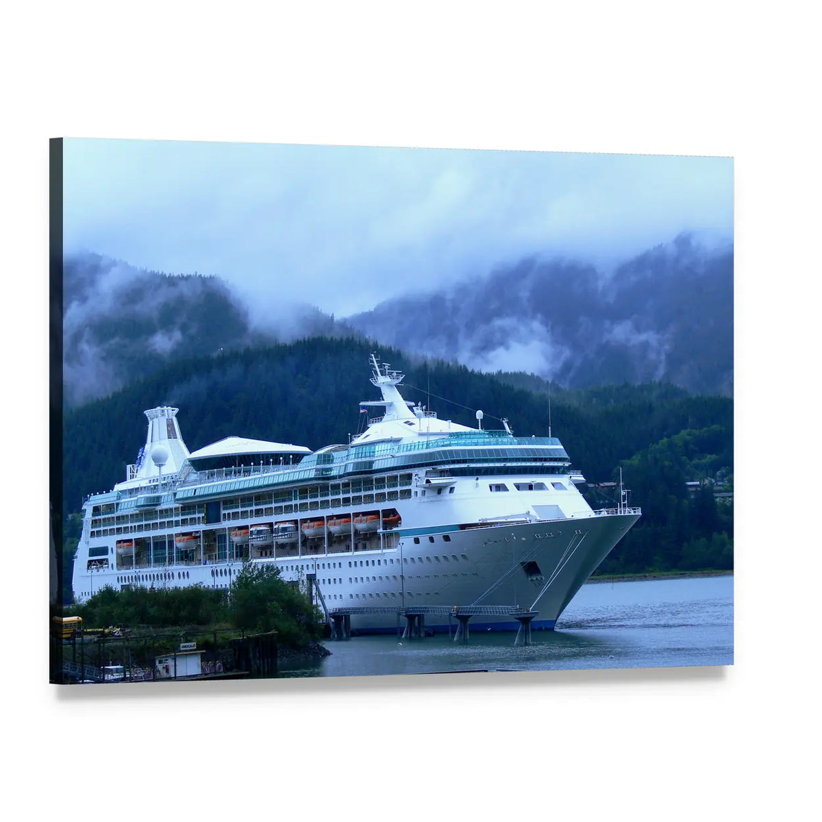 Cruise Ship in Alaska Canvas Wall Art, single panel gallery wrapped canvas, angled product view