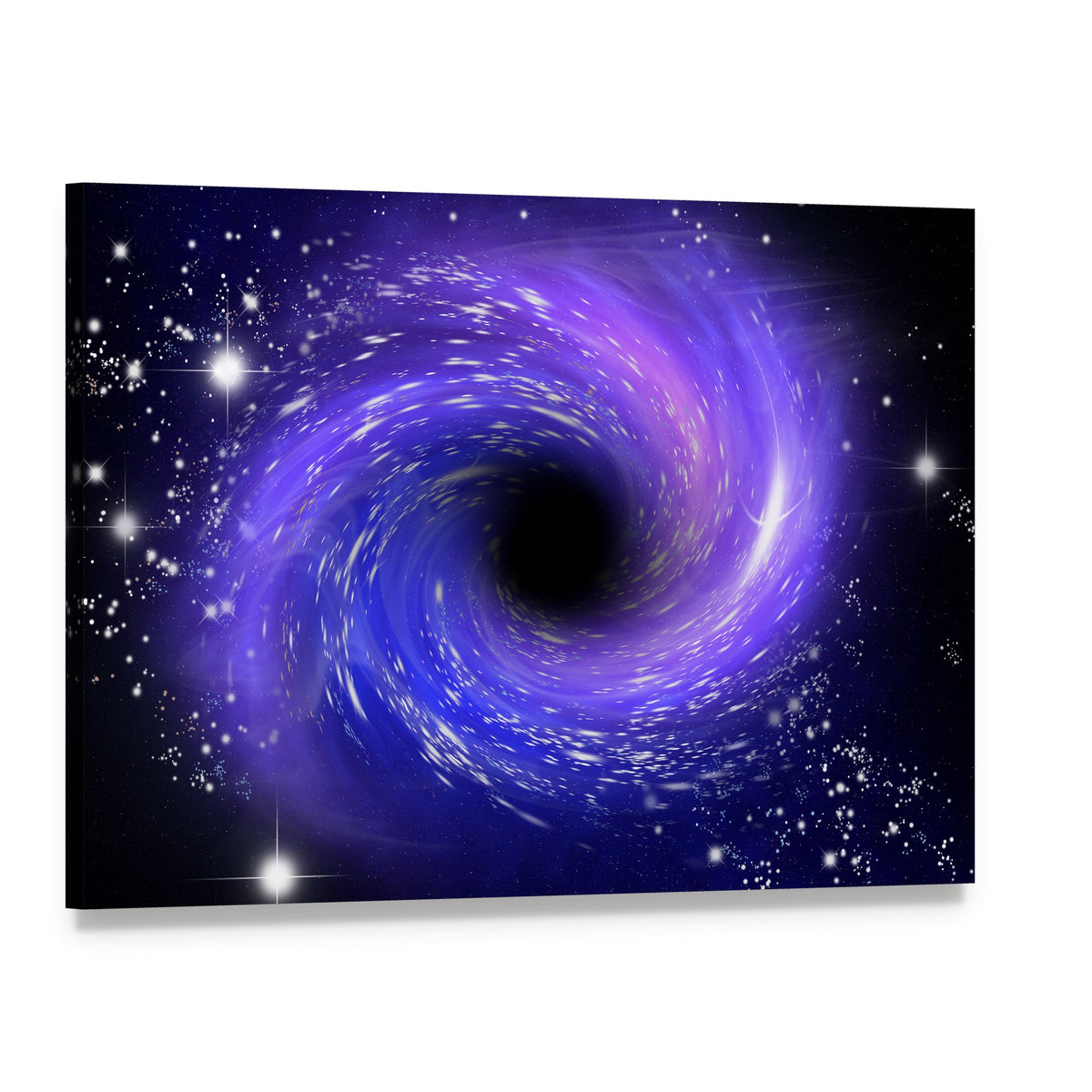 Close-up Black Hole in Purple Nebula Canvas Wall Art, single panel gallery wrapped canvas, angled product view