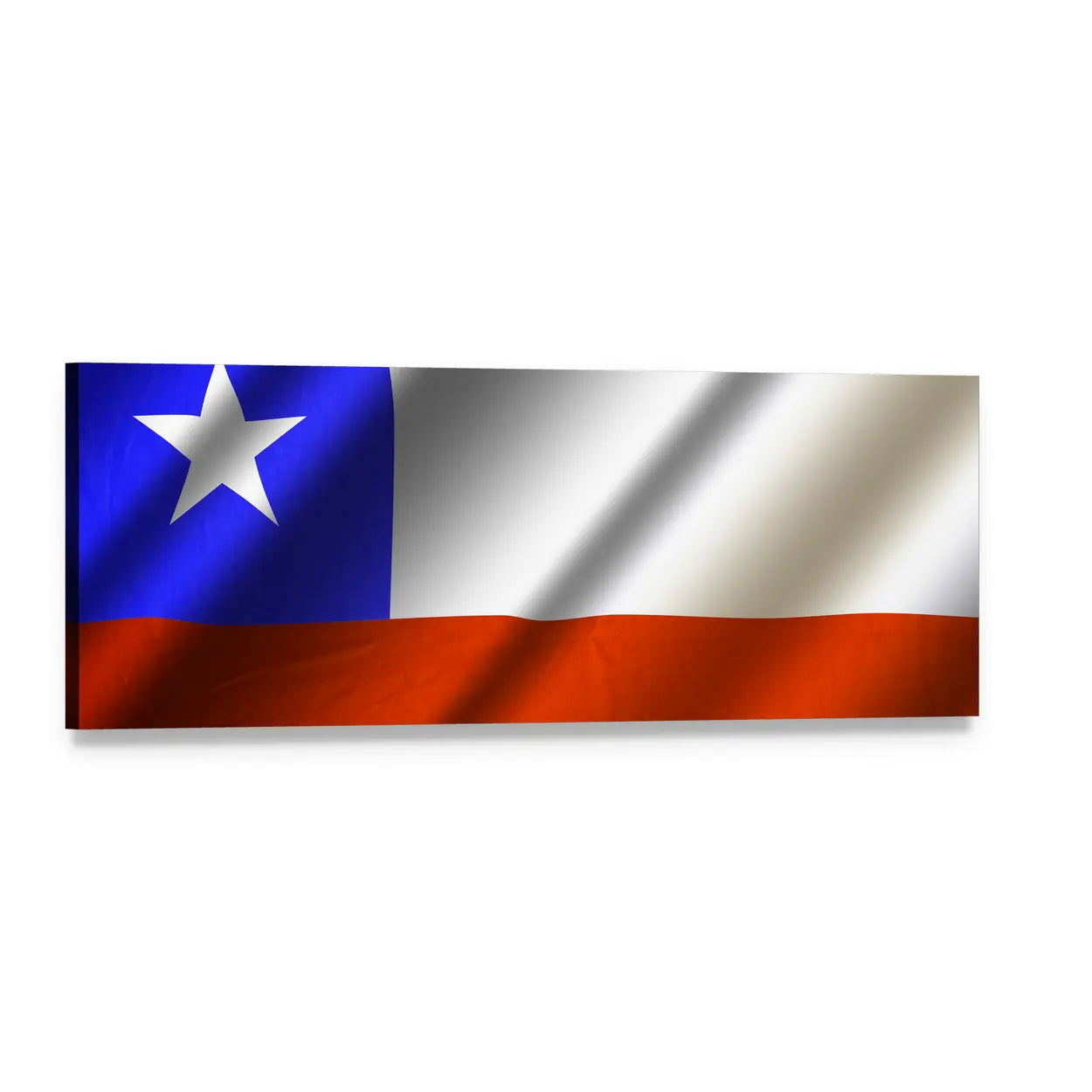Flag of Chile Panoramic Canvas Wall Art, single panel gallery wrapped canvas, angled product view