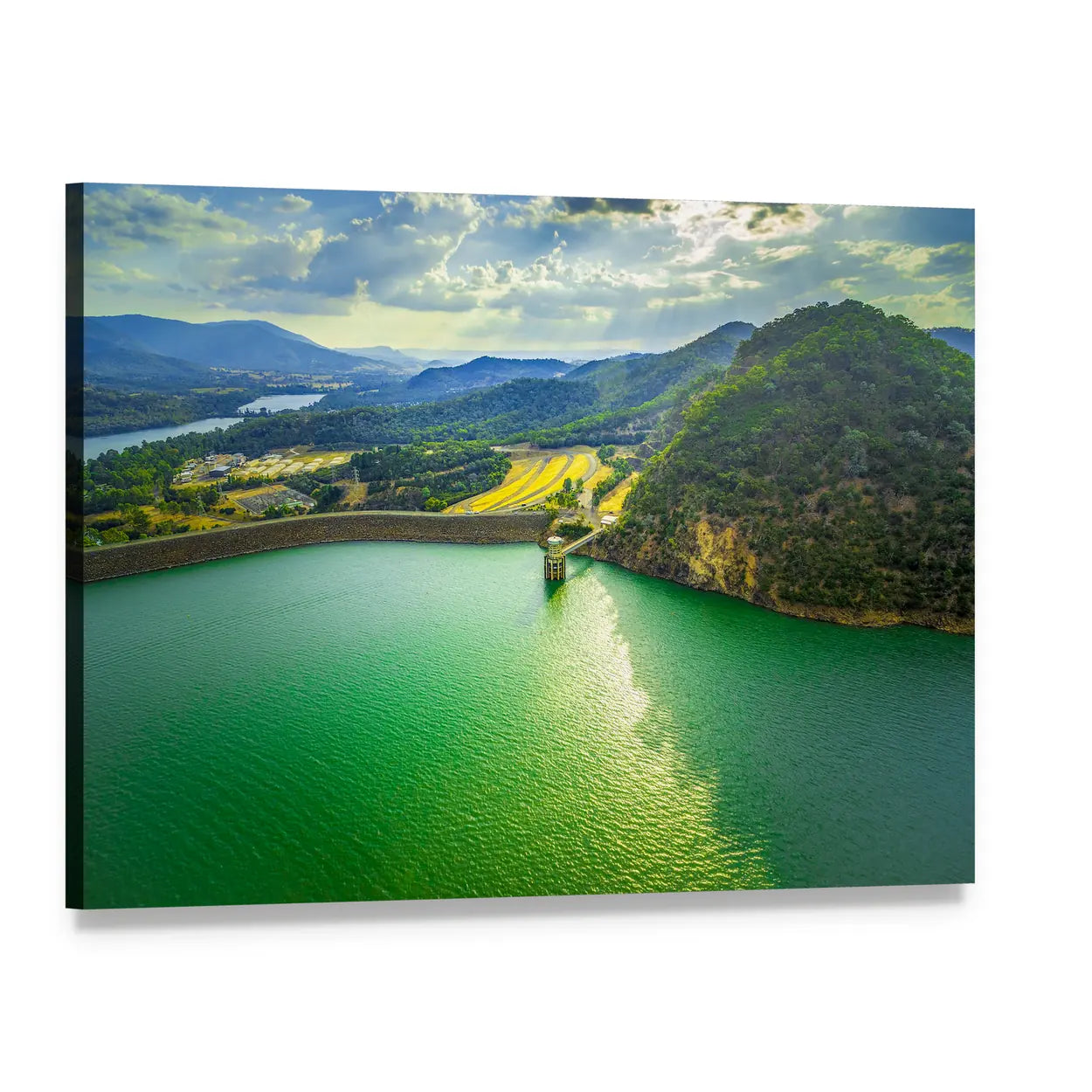 Lake Eildon at Sunset Canvas Wall Art, single panel gallery wrapped canvas, angled product view