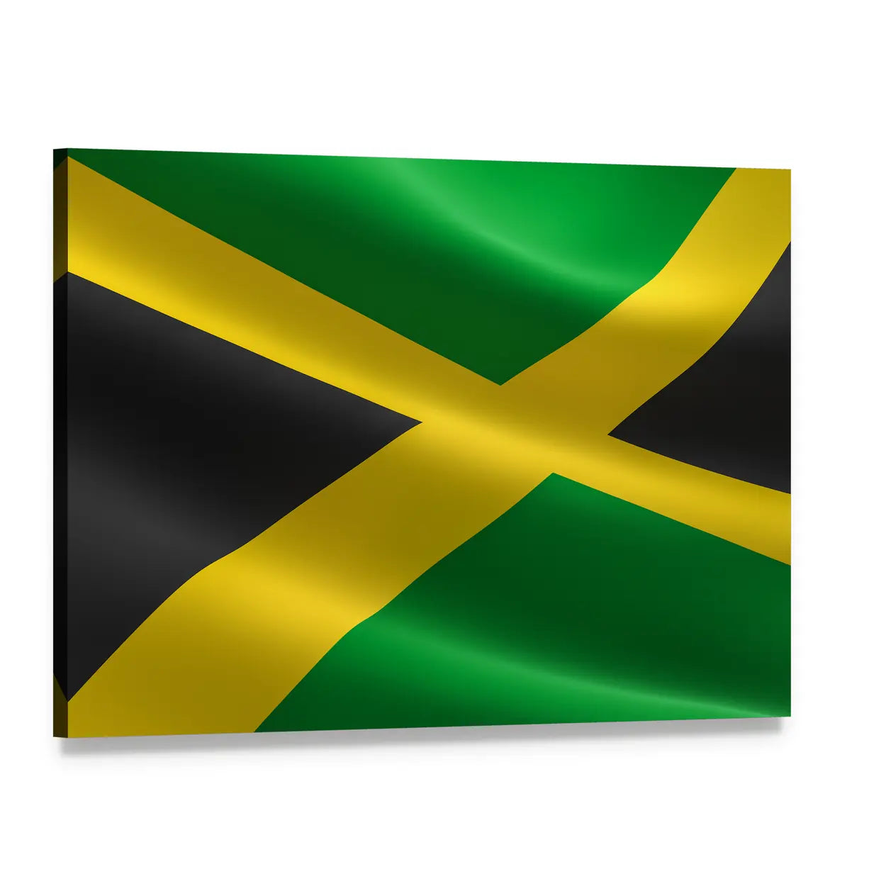 Jamaica Flag with Yellow Saltire Canvas Wall Art, single panel gallery wrapped canvas, angled product view