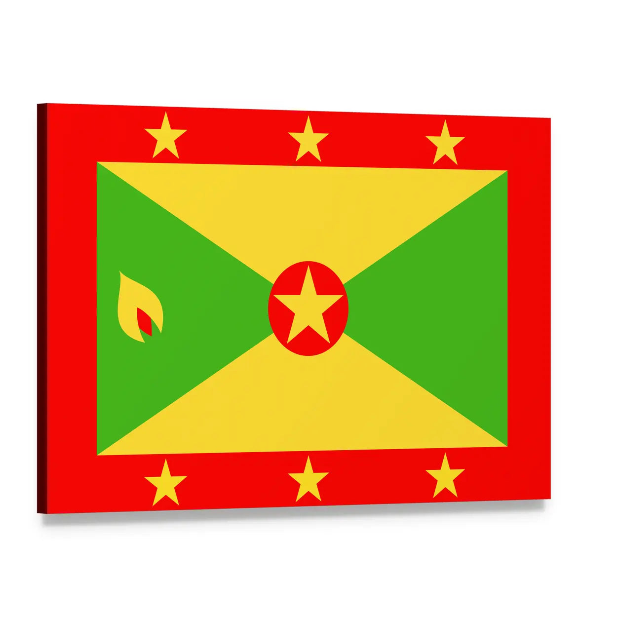 Grenada National Flag Canvas Wall Art, single panel gallery wrapped canvas, angled product view
