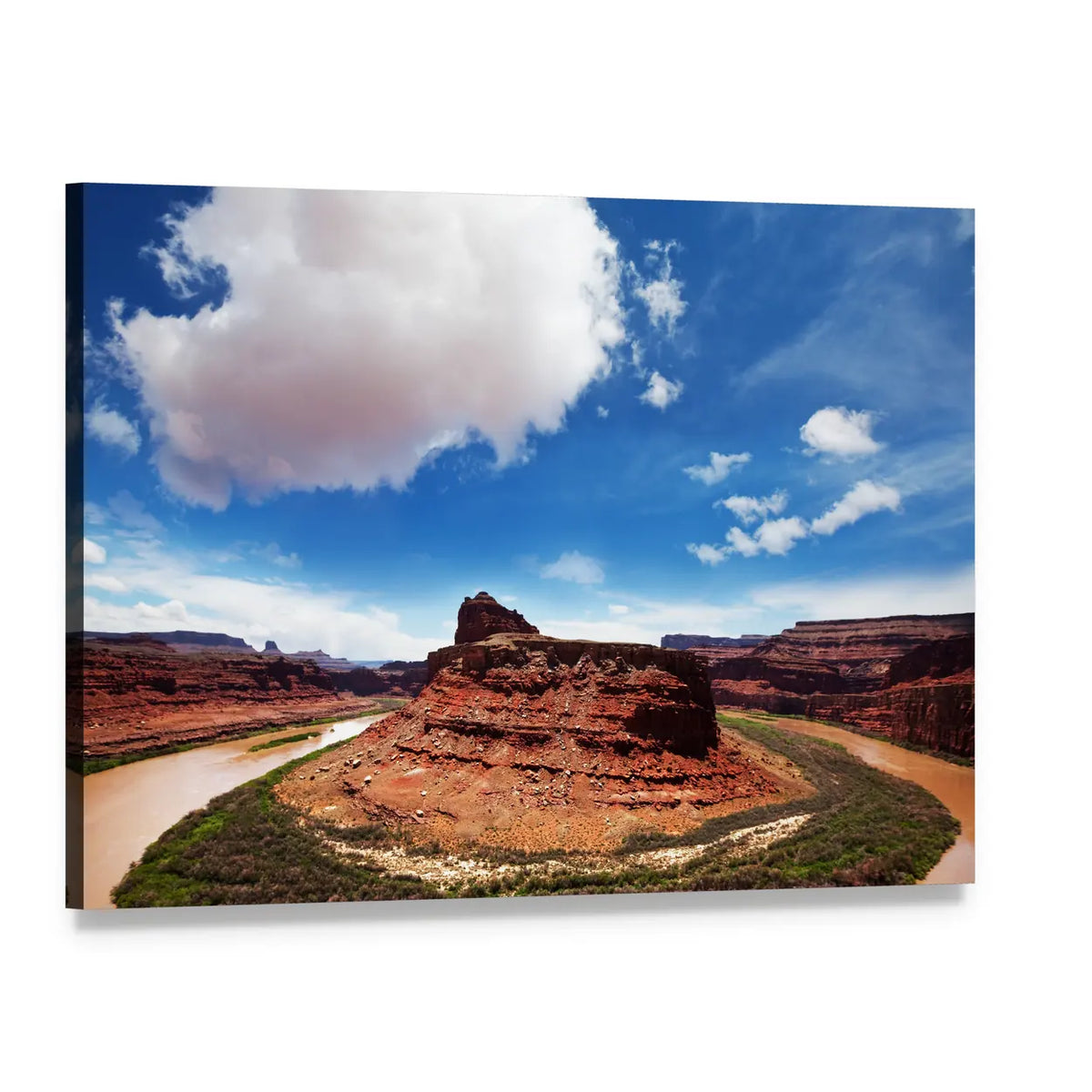 Canyonlands National Park River Bend Canvas Wall Art, single panel gallery wrapped canvas, angled product view