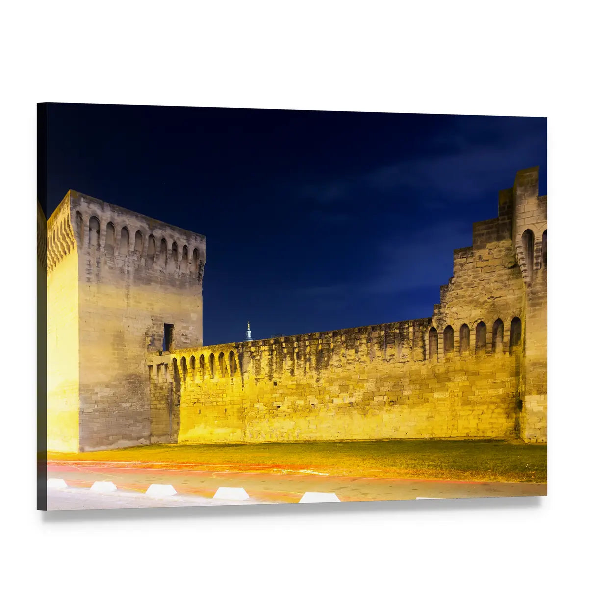 Avignon City at Night Canvas Wall Art, single panel gallery wrapped canvas, angled product view