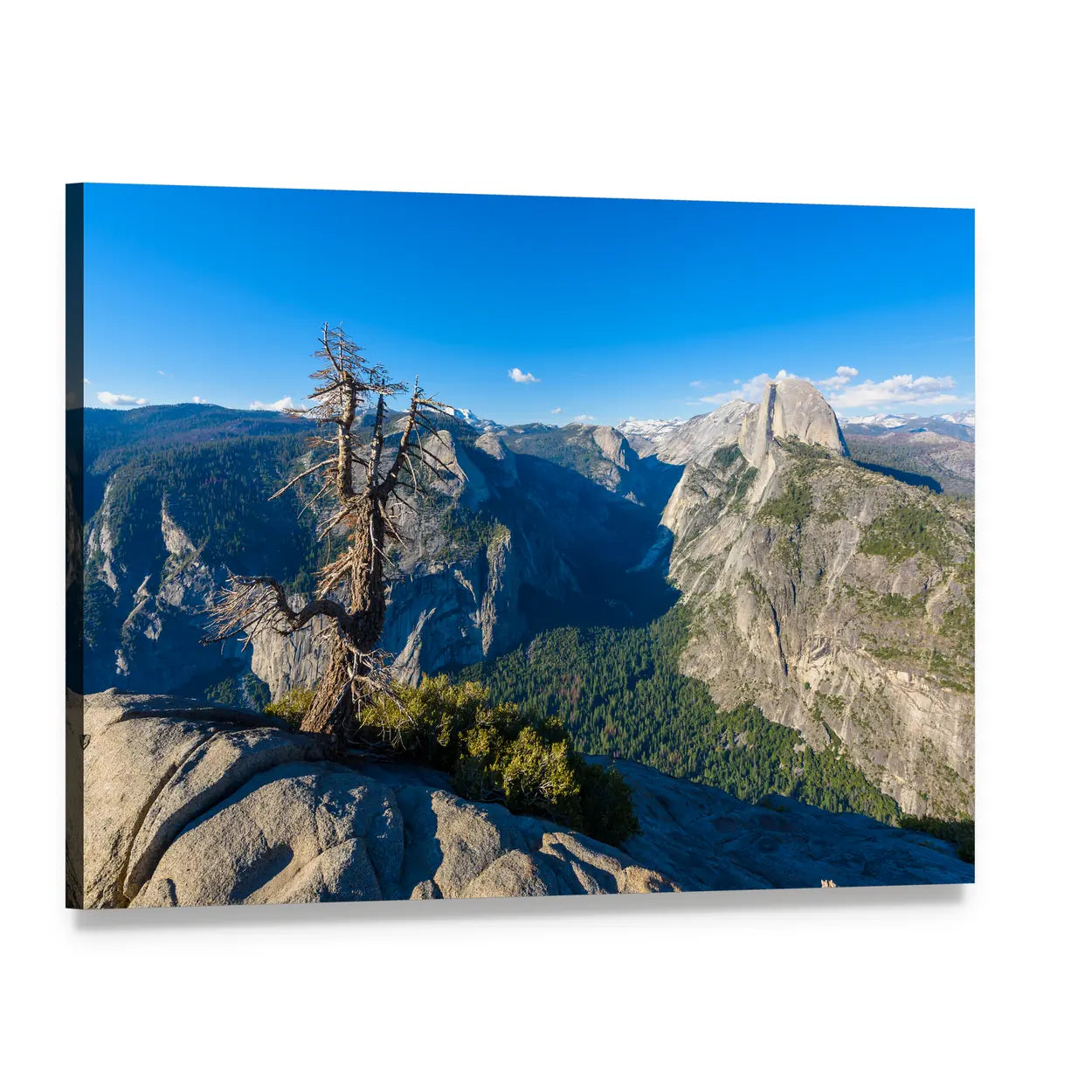 Half Dome in Yosemite Valley Canvas Wall Art, single panel gallery wrapped canvas, angled product view