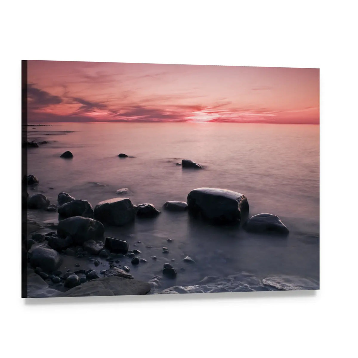Lakeshore at Sunset in Michigan Canvas Wall Art, single panel gallery wrapped canvas, angled product view