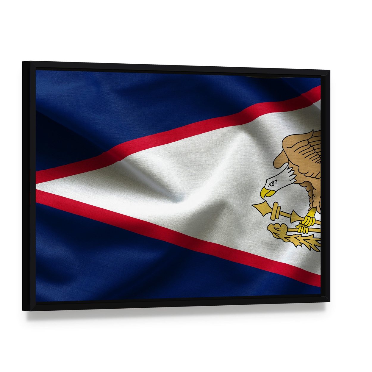 American Samoa Flag Canvas Wall Art, framed canvas in a black floater frame, angled product view