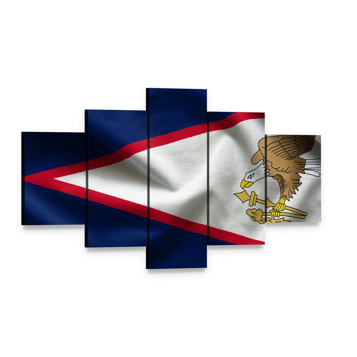 American Samoa Flag Canvas Wall Art, 5 panel 5 Star layout gallery wrapped canvas set, angled product view