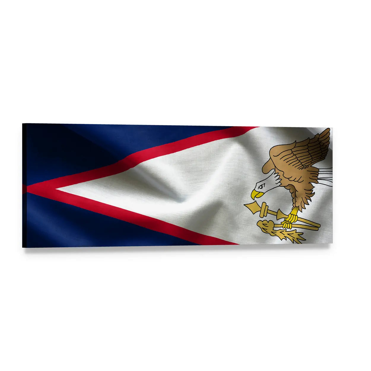 American Samoa Flag with Bald Eagle Panoramic Canvas Wall Art, single panel gallery wrapped canvas, angled product view