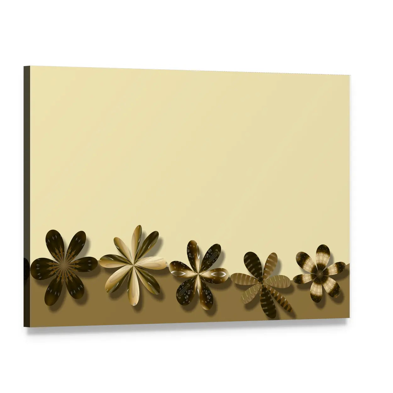 Brown Fantasy Floral Canvas Wall Art, single panel gallery wrapped canvas, angled product view