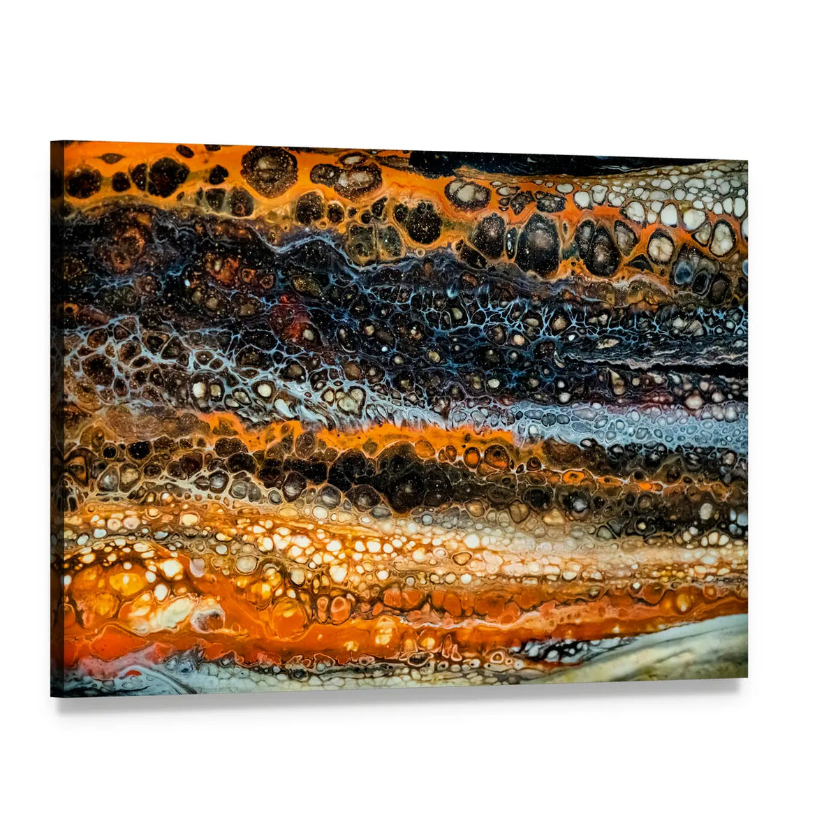 Liquid Painting With Cells Canvas Wall Art, single panel gallery wrapped canvas, angled product view