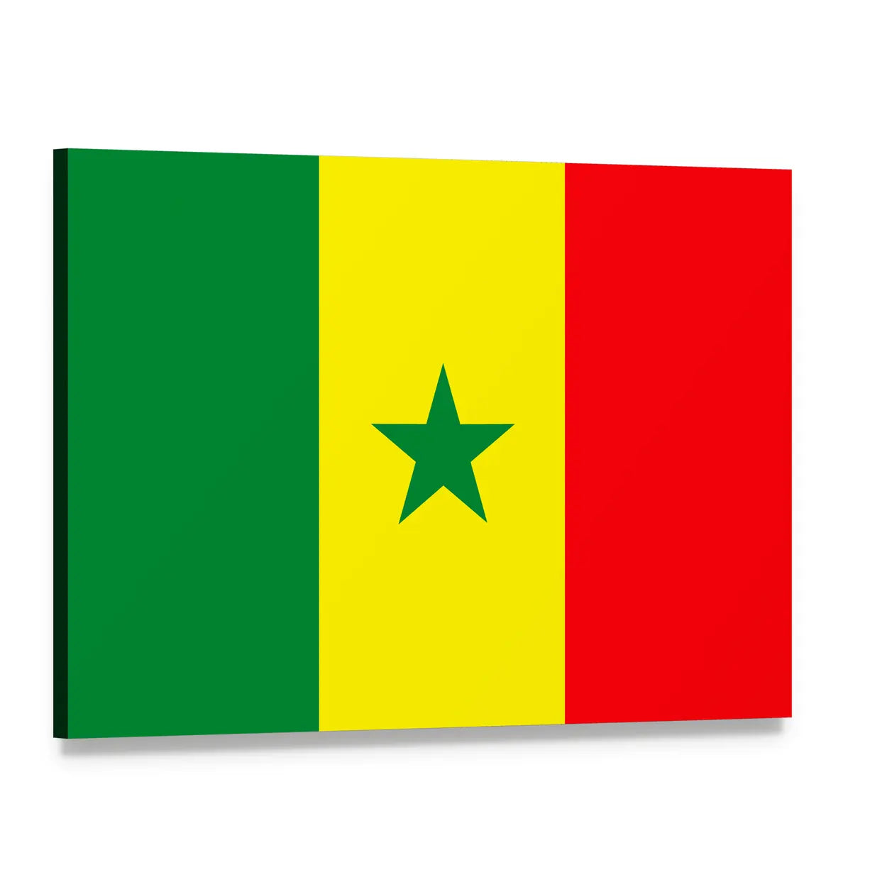 Senegal Flag with Centered Green Star Canvas Wall Art, single panel gallery wrapped canvas, angled product view