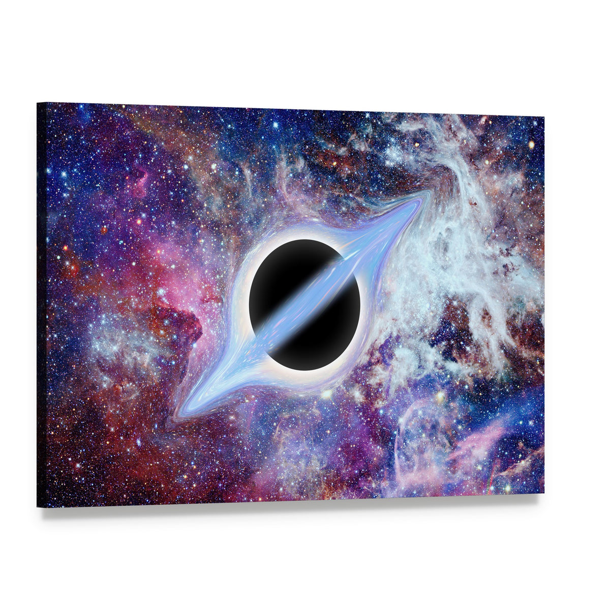 Black Hole with Glowing Accretion Disk Canvas Wall Art, single panel gallery wrapped canvas, angled product view