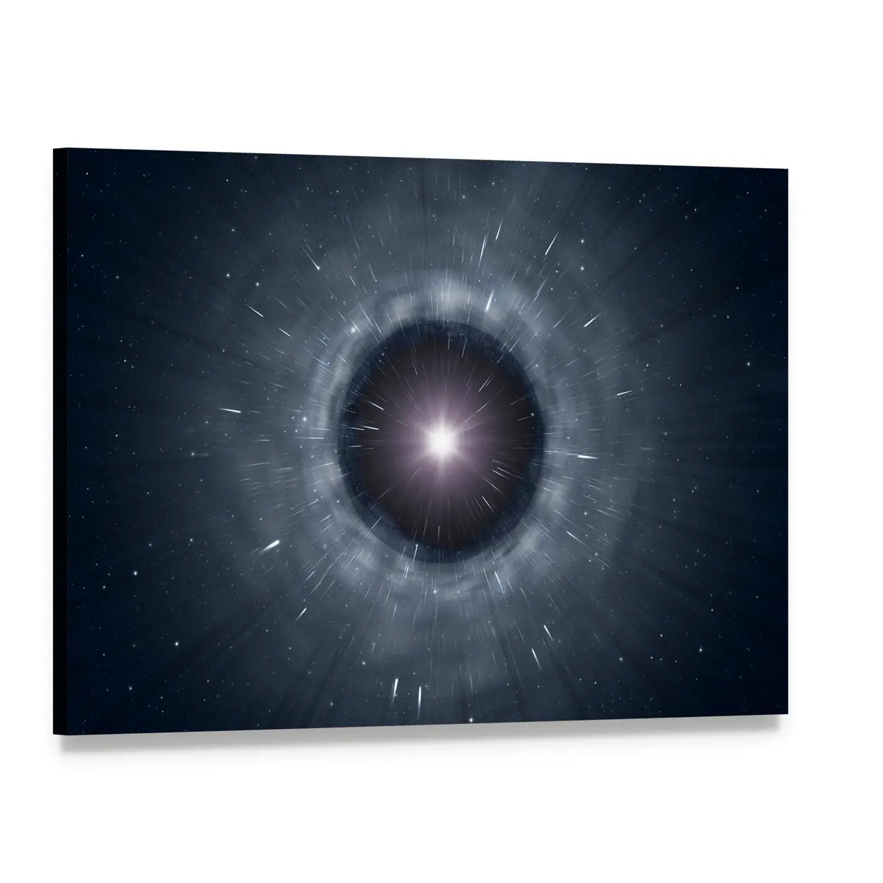 View of a Black Hole Canvas Wall Art, single panel gallery wrapped canvas, angled product view