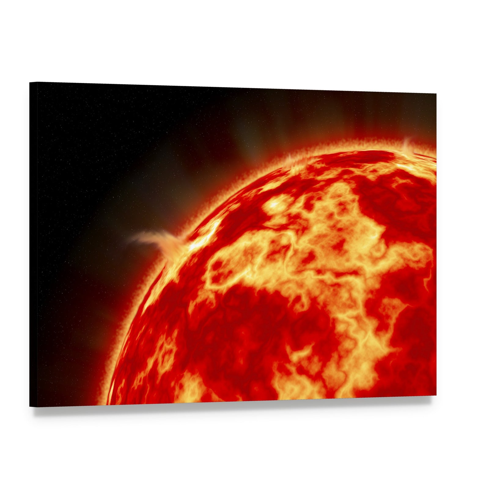 Close-up Sun with Fiery Solar Flare Canvas Wall Art, single panel gallery wrapped canvas, angled product view