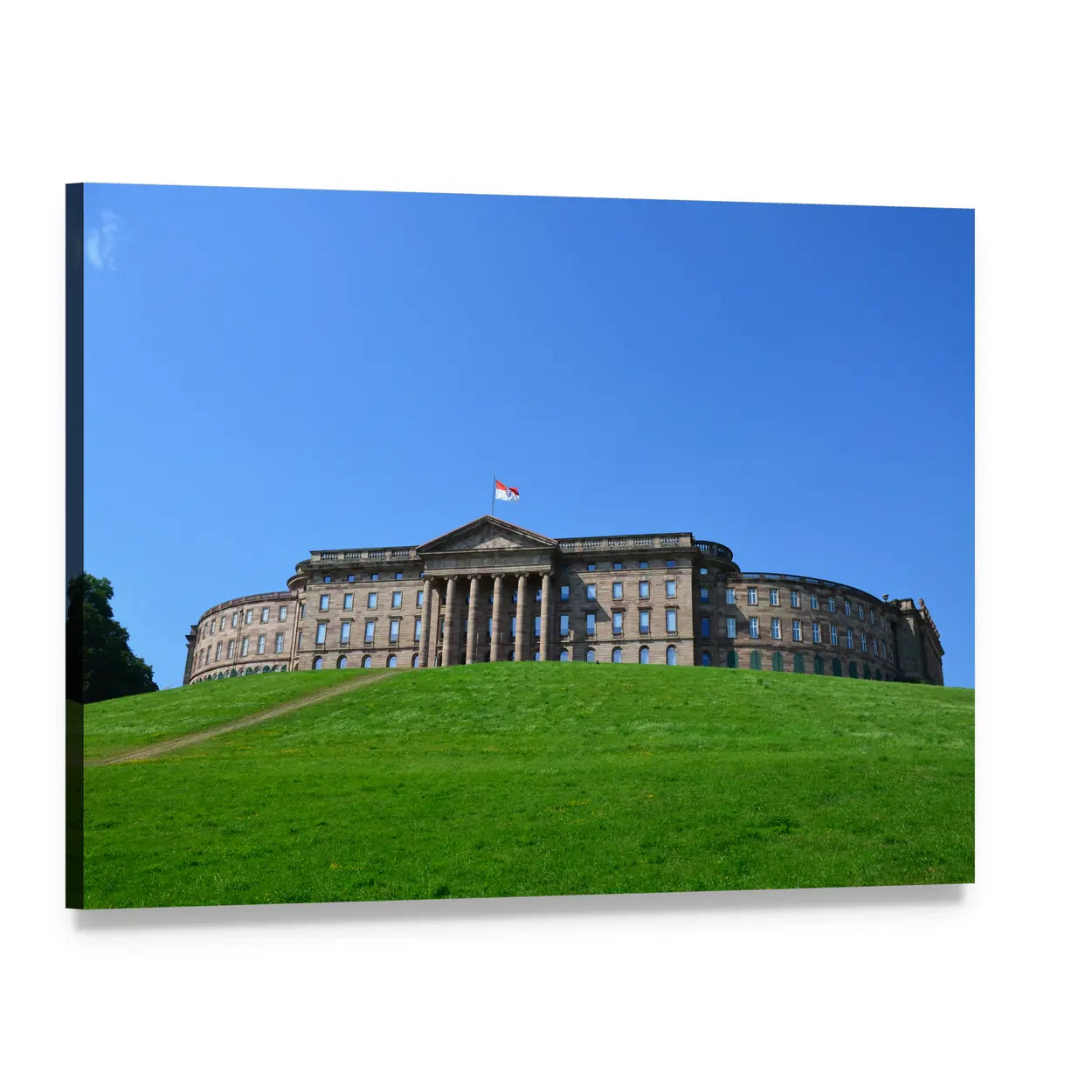 Summer View of Wilhelmshoehe Castle Park Canvas Wall Art, single panel gallery wrapped canvas, angled product view